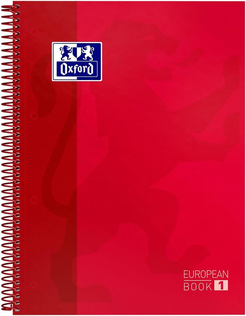 OXFORD Collegeblock Oxford Collegeblock European Book 1, DIN A4+, kariert, rot