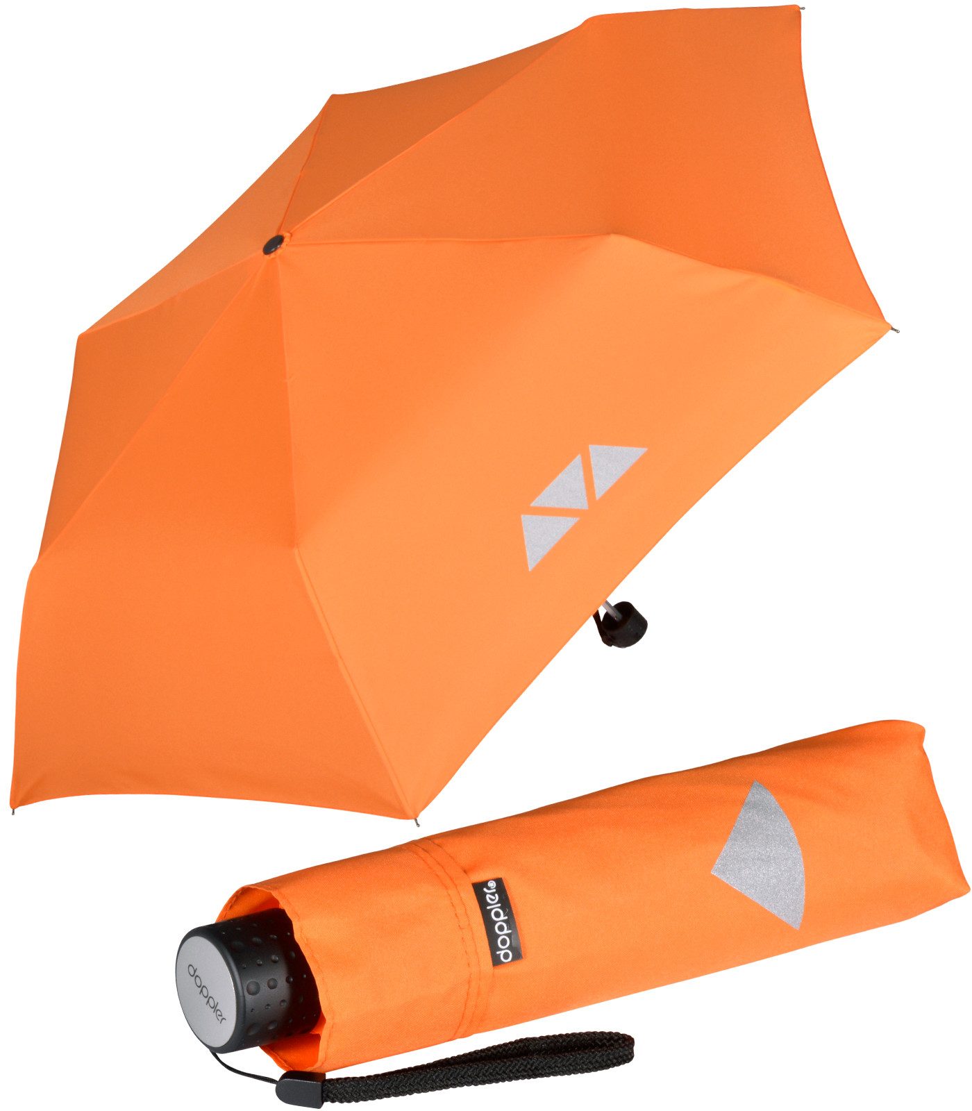 doppler® Taschenregenschirm Super-Mini Havanna Kids Reflex, kleiner, leichter Kinderschirm mit reflektierenden Aufdrucken