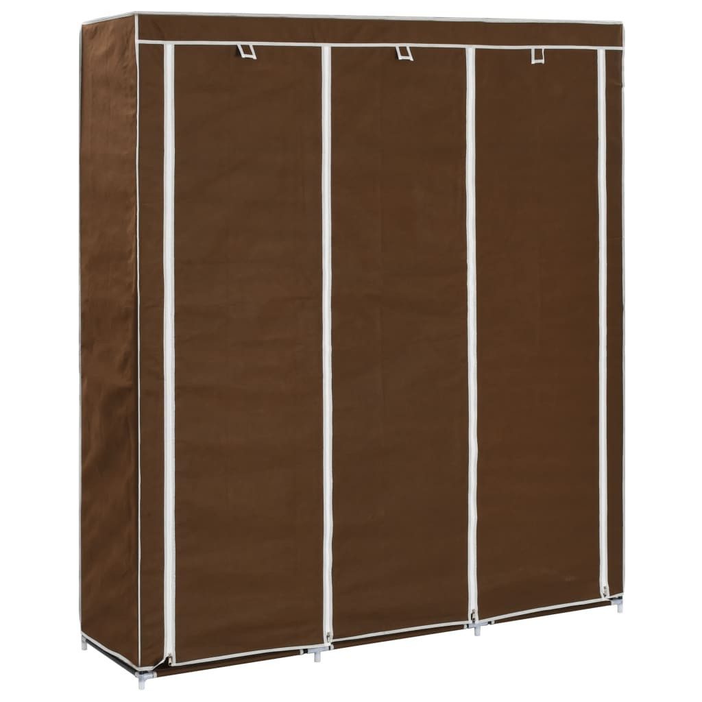Stoffschrank Kleiderschrank mit Fächern und Stangen Braun 150x45x175cm Stoff
