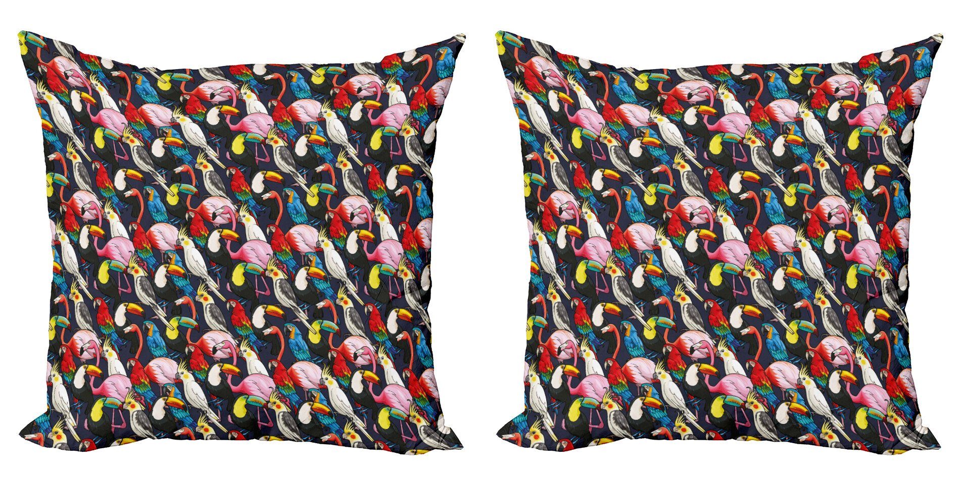 Kissenbezüge Modern Accent Doppelseitiger Digitaldruck, Abakuhaus (2 Stück), Tier Bunte Exotische Vögel | Kissenbezüge