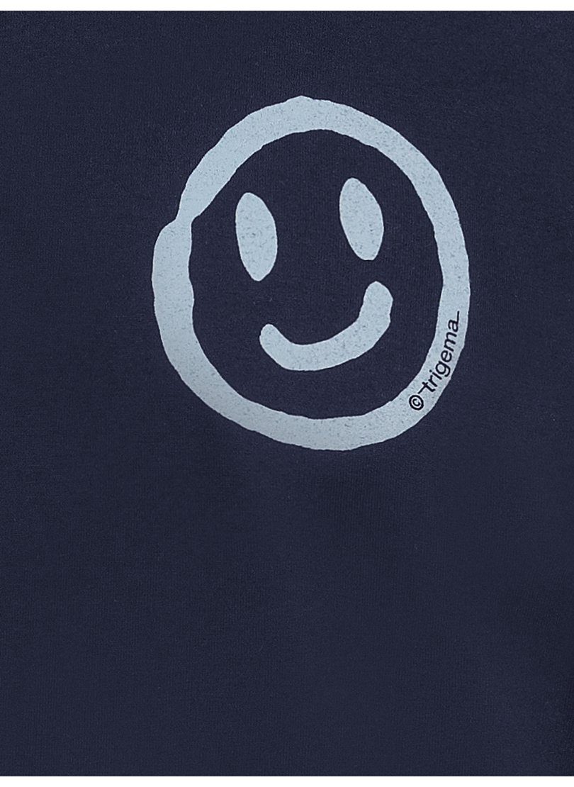 Langarm mit Oberteil Schlafanzug TRIGEMA Smiley-Print Trigema Schlafanzug