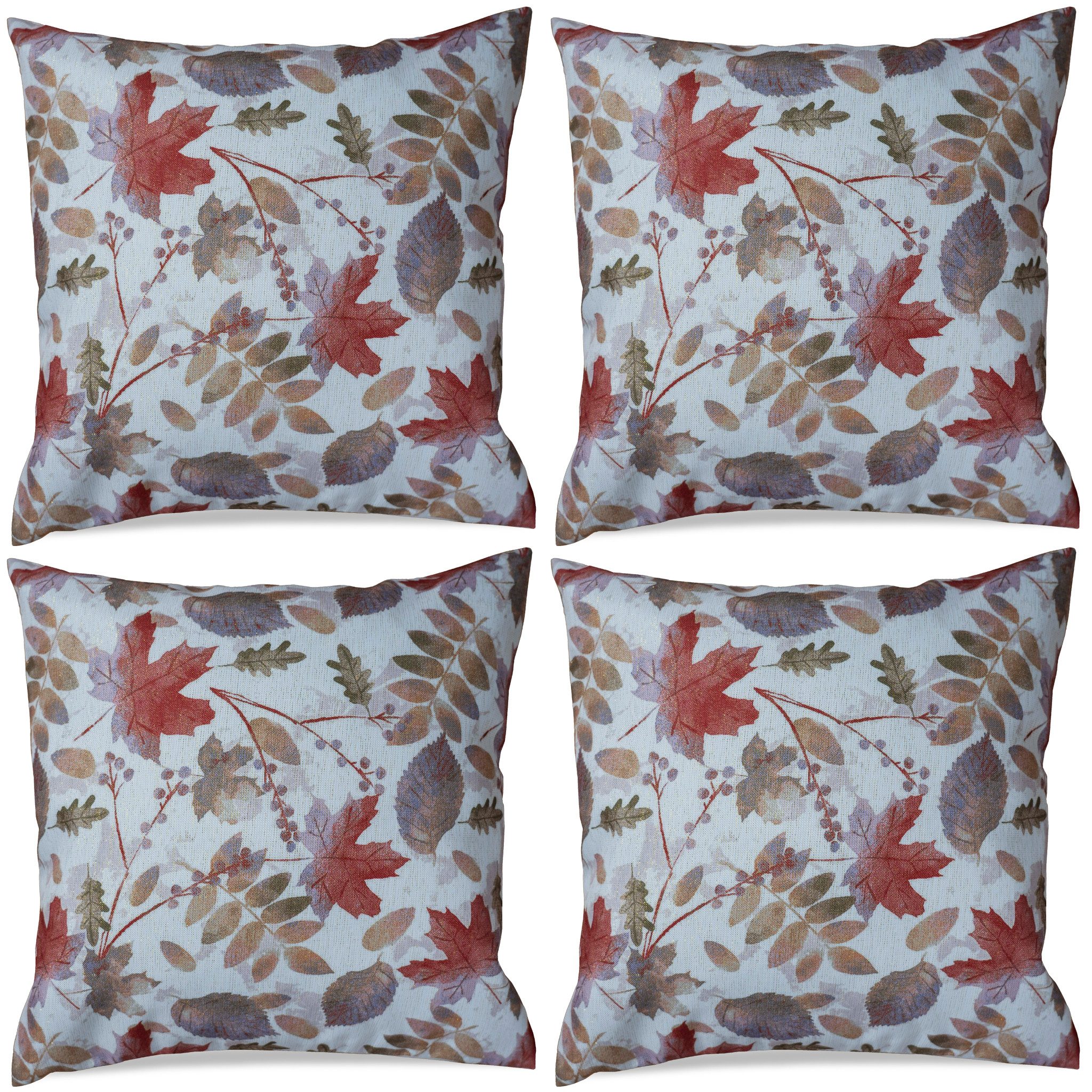 matches21 HOME & HOBBY Kissenbezüge 4er Set Kissenhüllen 40x40 cm bunte Blätter Laub als Herbst-Deko, (4 Stück), Zierkissen-Bezüge für Sofa-Kissen, Couch-Kissen