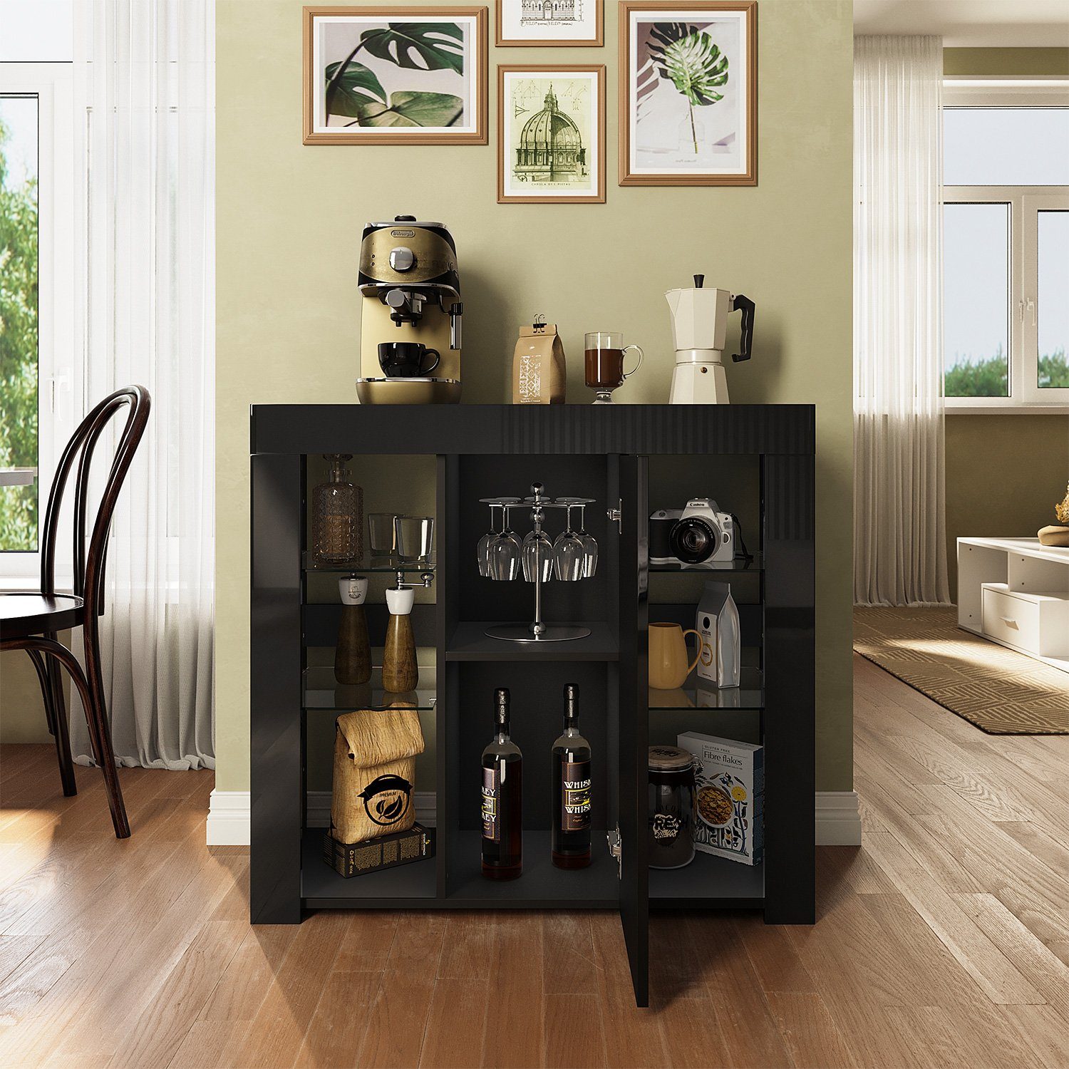 SONNI Sideboard Sideboard Küchenschrank mit LED günstig online kaufen