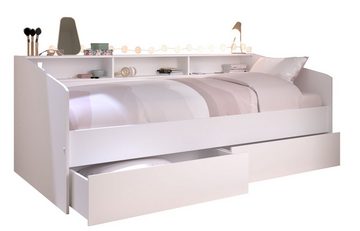 Parisot Multimediabett Sleep weiß inkl. 2 Bettkästen + 3 Fächer mit drehbaren Rückwänden