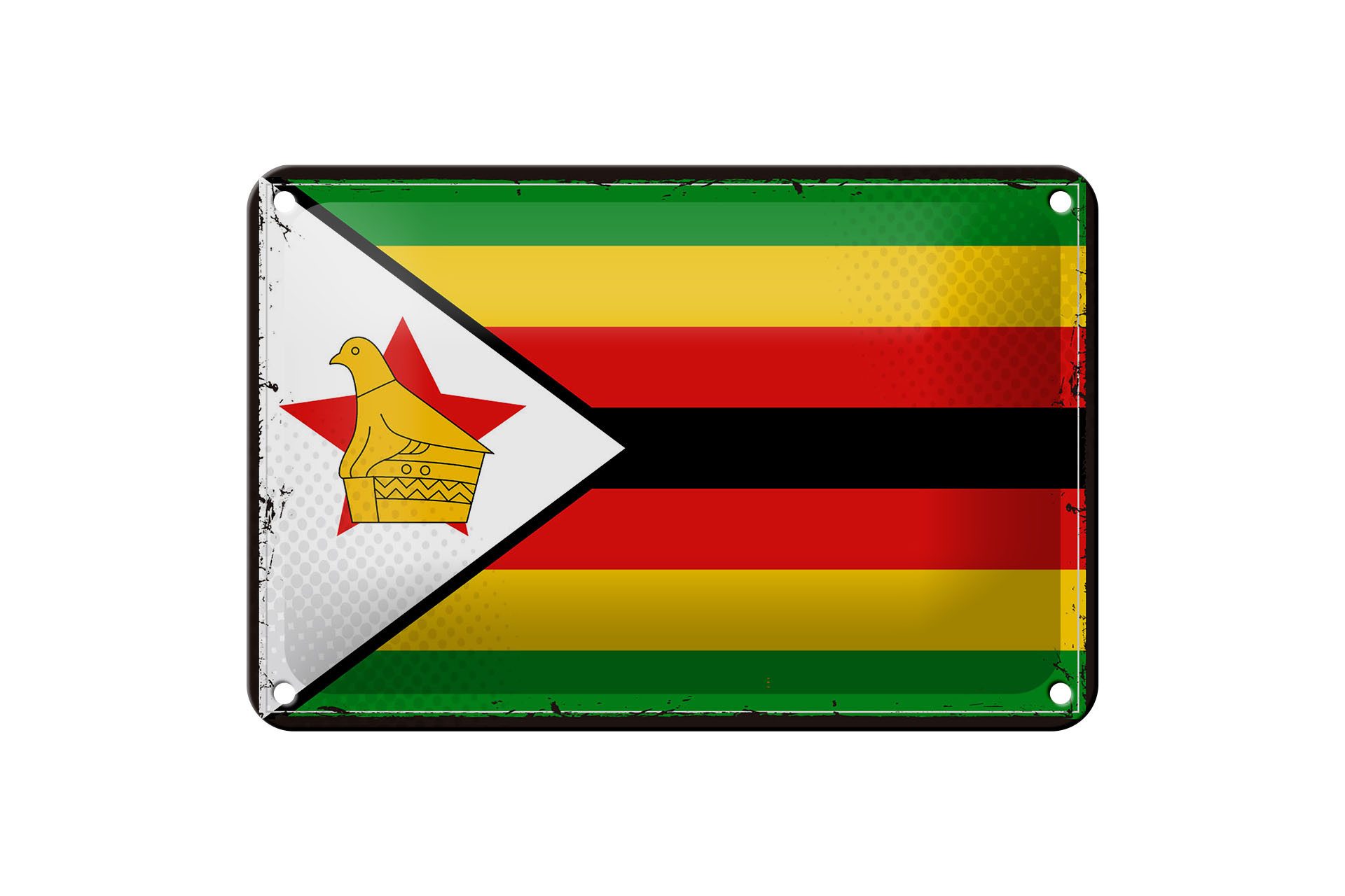 Femer GmbH Metallschild Flagge Simbabwes 18x12cm Retro Flag of Zimbabwe, (1 St), gewölbte Oberfläche, abgerundete Ecken, umgeschlagene Kanten
