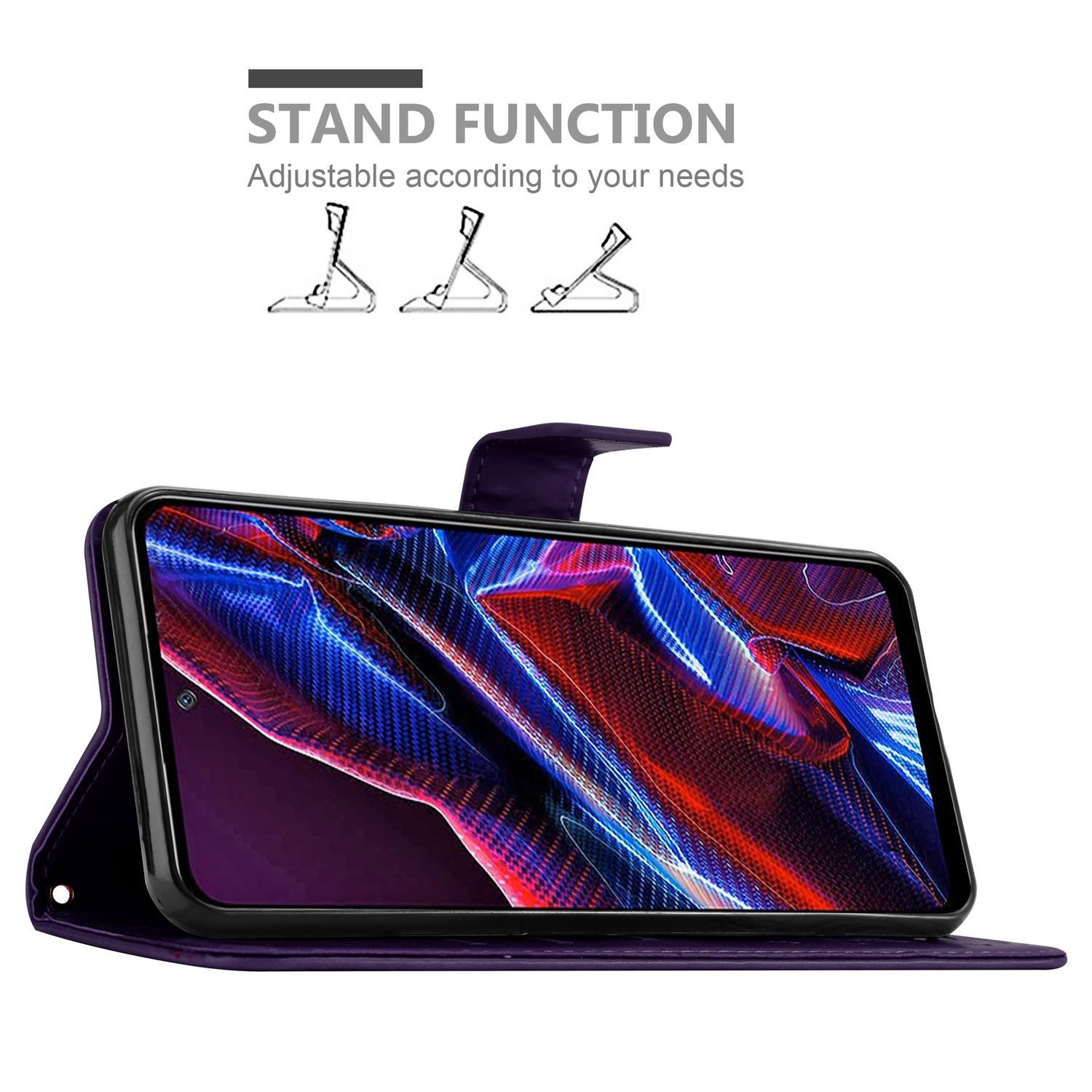 Cadorabo Handyhülle für Xiaomi Poco X5 Hülle Xiaomi Poco X5, Hülle Schutzhülle Blumen Flower mit Standfunktion Kartenfach Magnet