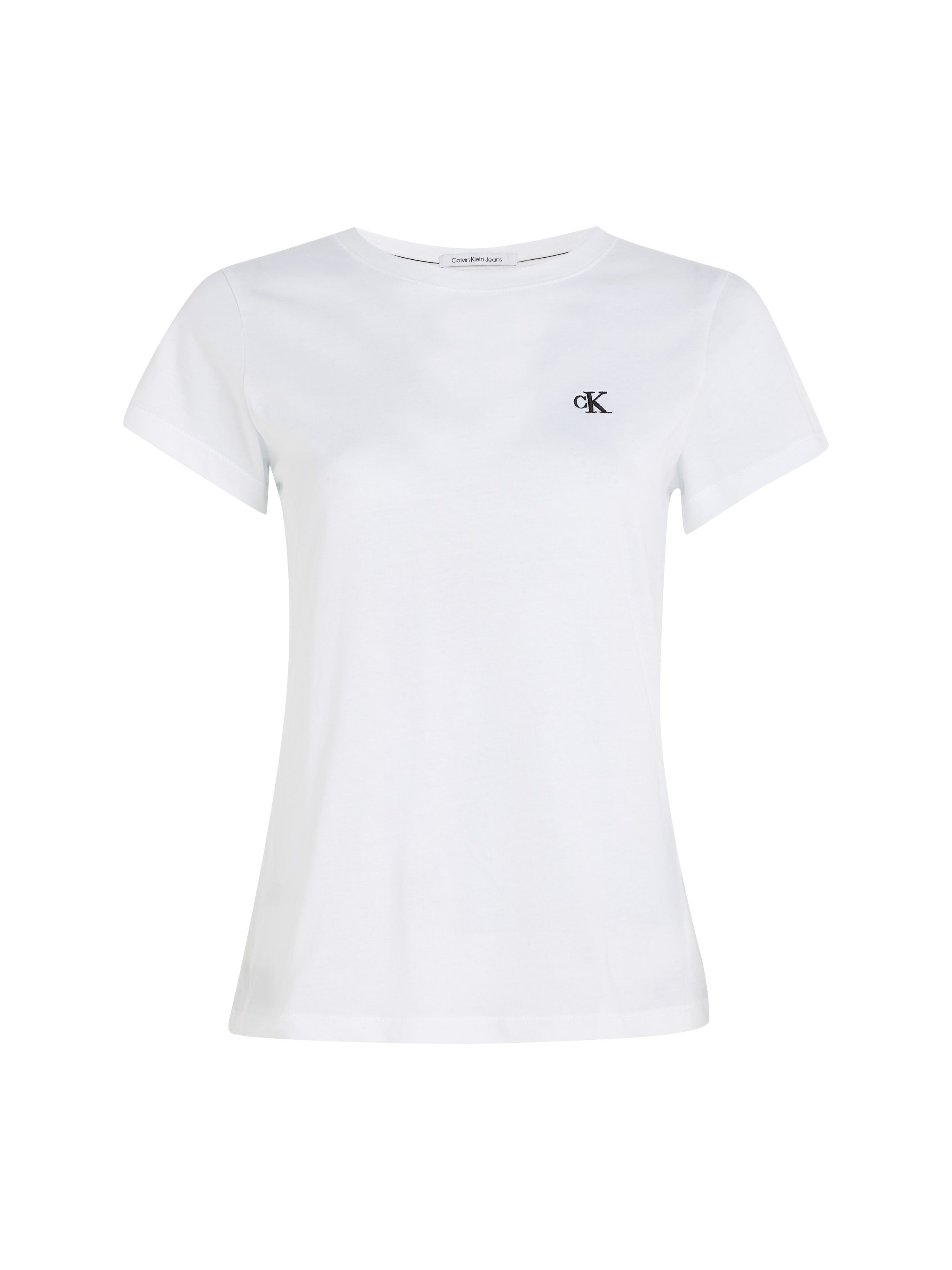 Calvin Klein CK TEE T-Shirt white EMBROIDERY brigth Jeans mit CK Brust Logo der SLIM gesticktem auf
