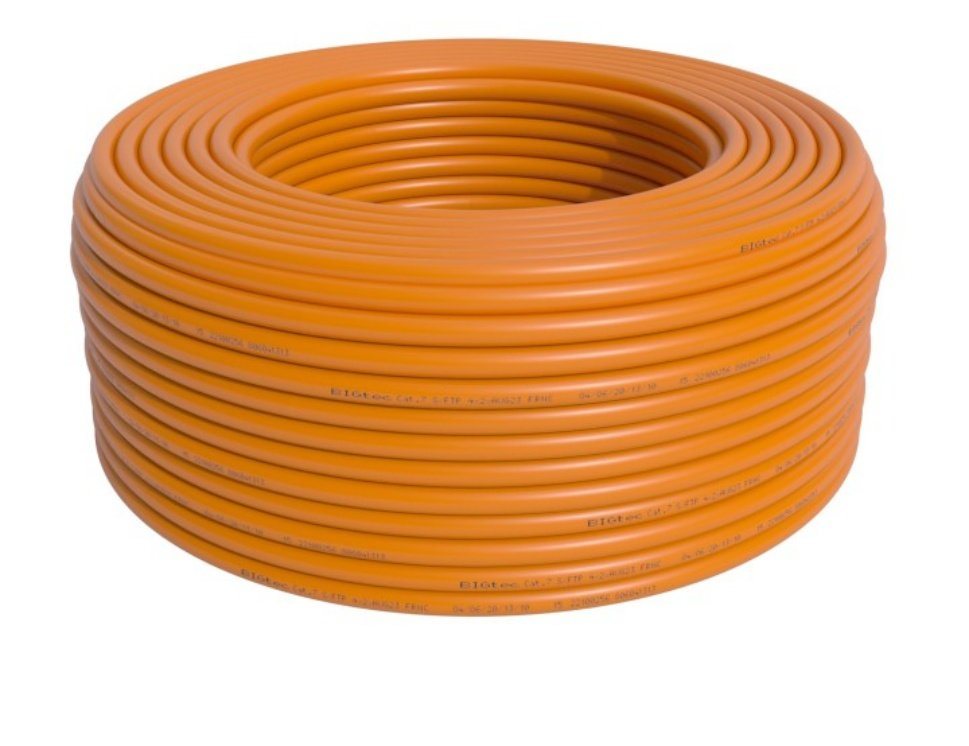 Thumbnail - BIGtec CAT7 Netzwerkkabel Verlegekabel Kabel orange KAT7 4x2xAWG23/1 LAN-Kabel, (1000 cm), Anschluß an Patchpanel Netzwe...