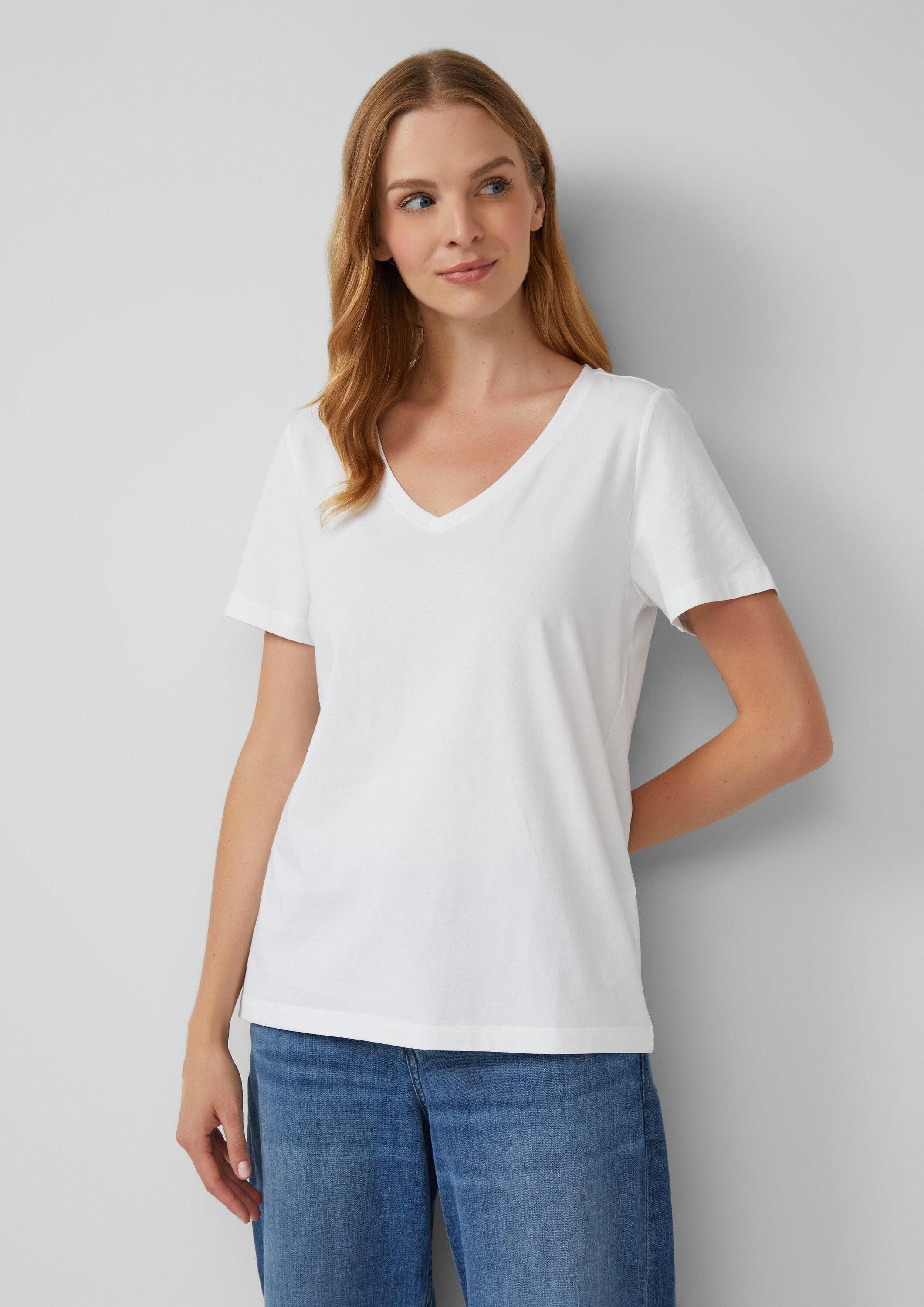 s.Oliver Kurzarmshirt T-Shirt T-Shirt mit V-Ausschnitt