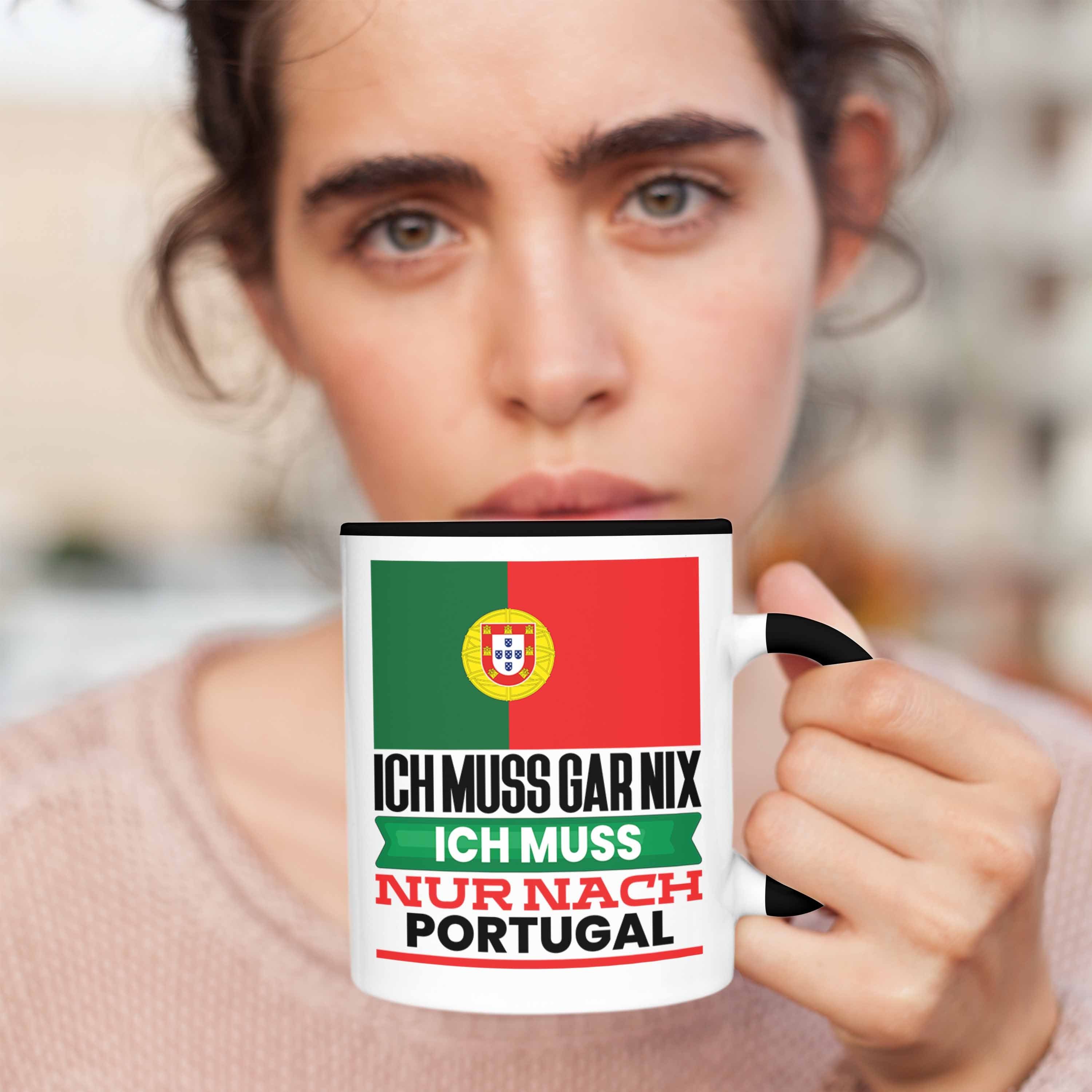 für Tasse Geschenkidee Trendation Schwarz Geschenk Urlaub Portugal Geburtstag Portugiesen Tasse