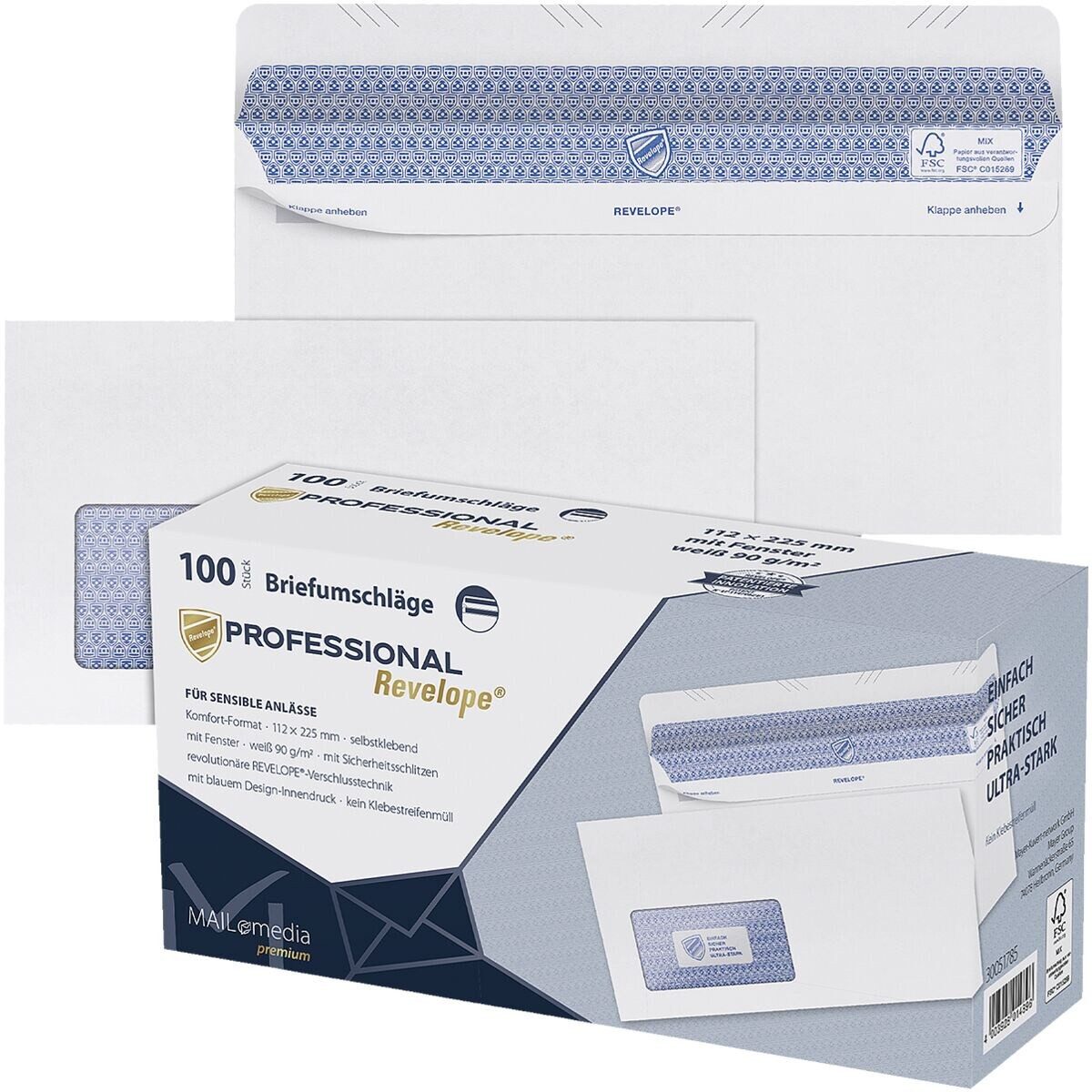 MAILMEDIA Versandtasche Professional, DIN lang+, mit Fenster, selbstklebend