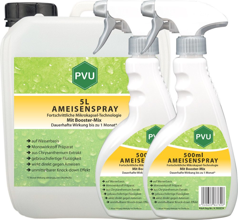 PVU Insektenspray Ameisen Bekämpfung mit Fortschrittlicher Mikrokapsel-Technologie, 6 l, Booster Mix, unmittelbarer Knock-down Effekt