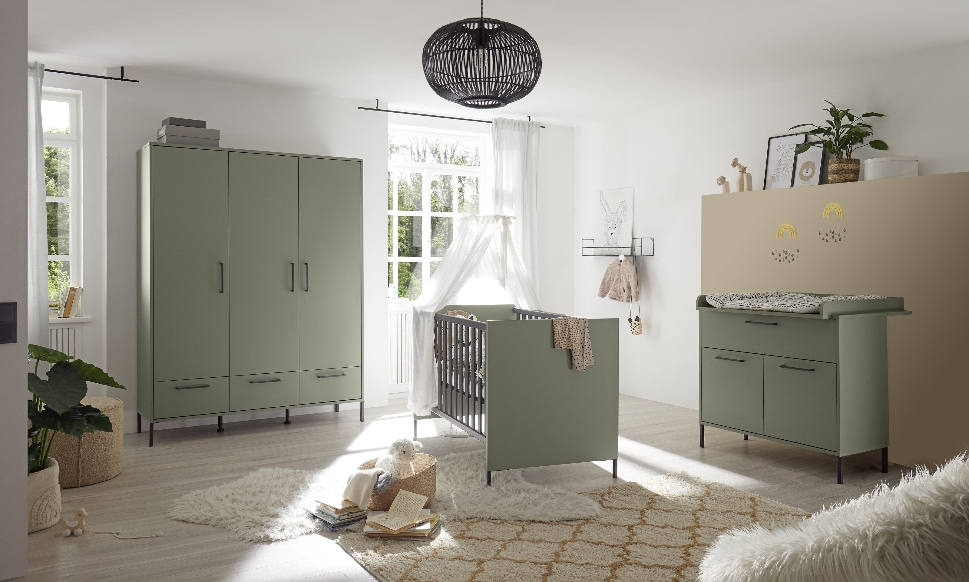 Mäusbacher Babyzimmer-Komplettset (4-teillig) in pine green matt, (4-teillig)