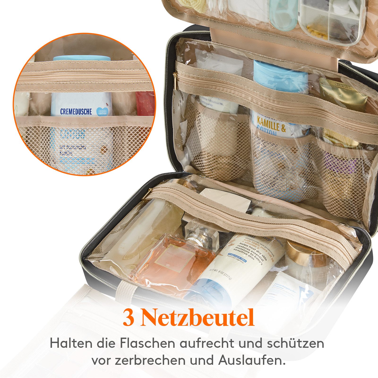 Lifewit Kulturbeutel Reise Kulturbeutel,Kosmetiktasche Kulturtasche zum Aufhängen Organizer (Packung, 1-tlg., 8L,B/H/T 32/23/10.5 cm, 4L,B/H/T 28/19/7.5 cm), Spritzwassergeschützt