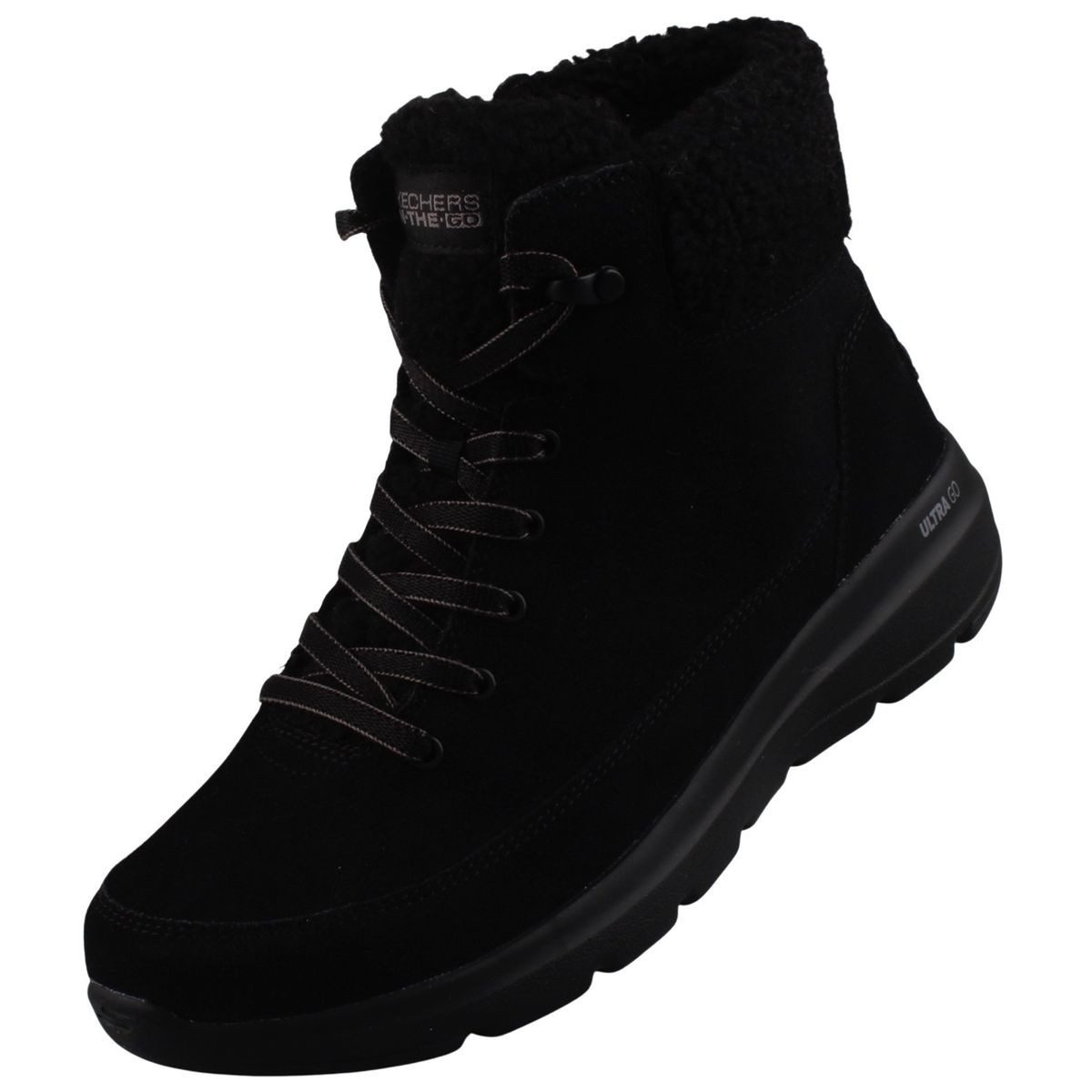 Skechers 144233-BBK Stiefelette Damen-Lederboot, wasserabweisend mit leichter ULTRA GO®-Dämpfung