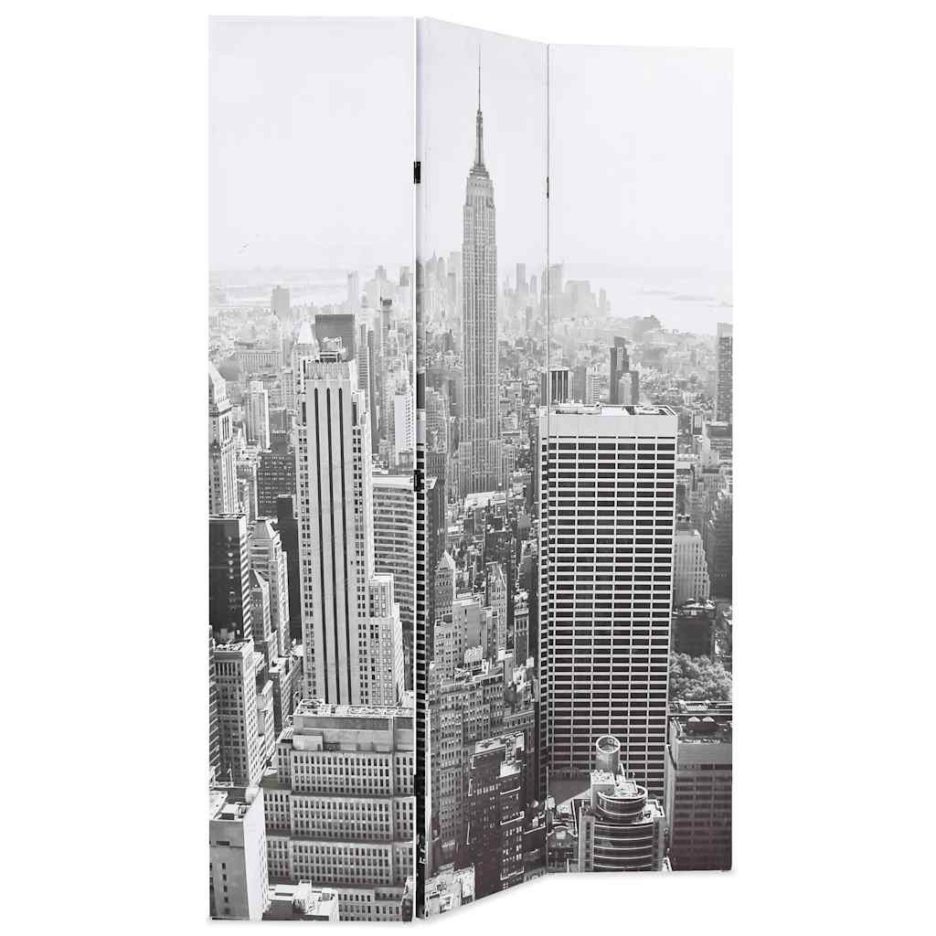 vidaXL Raumteiler Raumteiler klappbar 120 x 170 cm New York bei Tag Schwarz-Weiß, 1-tlg.