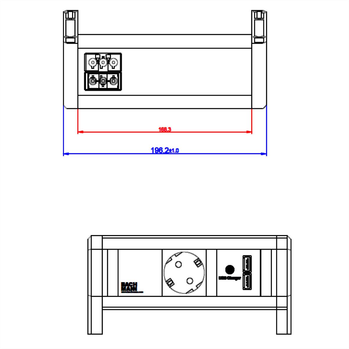 Thumbnail - Bachmann DESK 1x Schutzkontakt 1x USB Charger Steckdosenleiste (Kabellänge 0 m)
