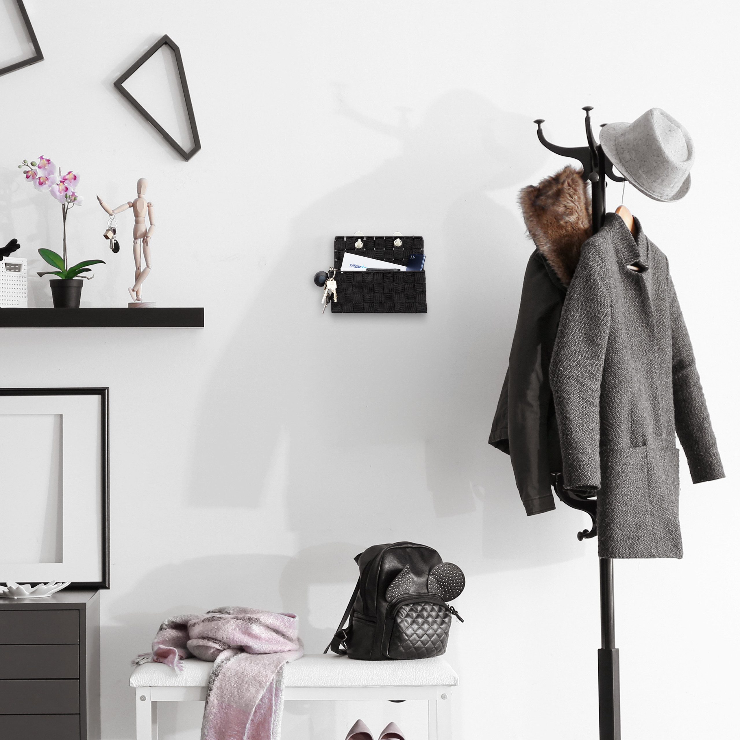 relaxdays Aufbewahrungskorb hängend, Schwarz günstig online kaufen