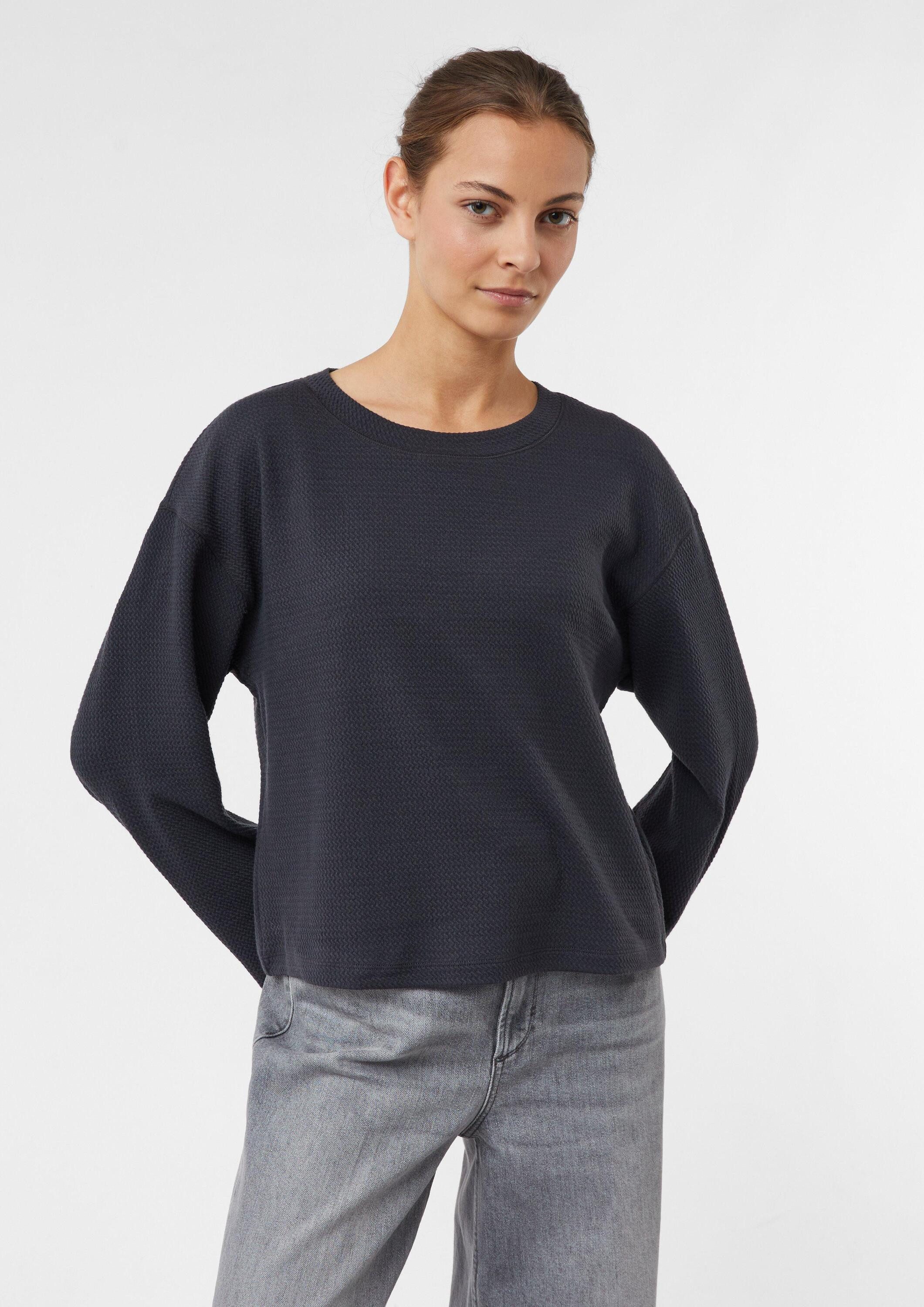 comma Sweatshirt Sweatshirt Verkürztes Sweatshirt aus strukturiertem Jersey günstig online kaufen