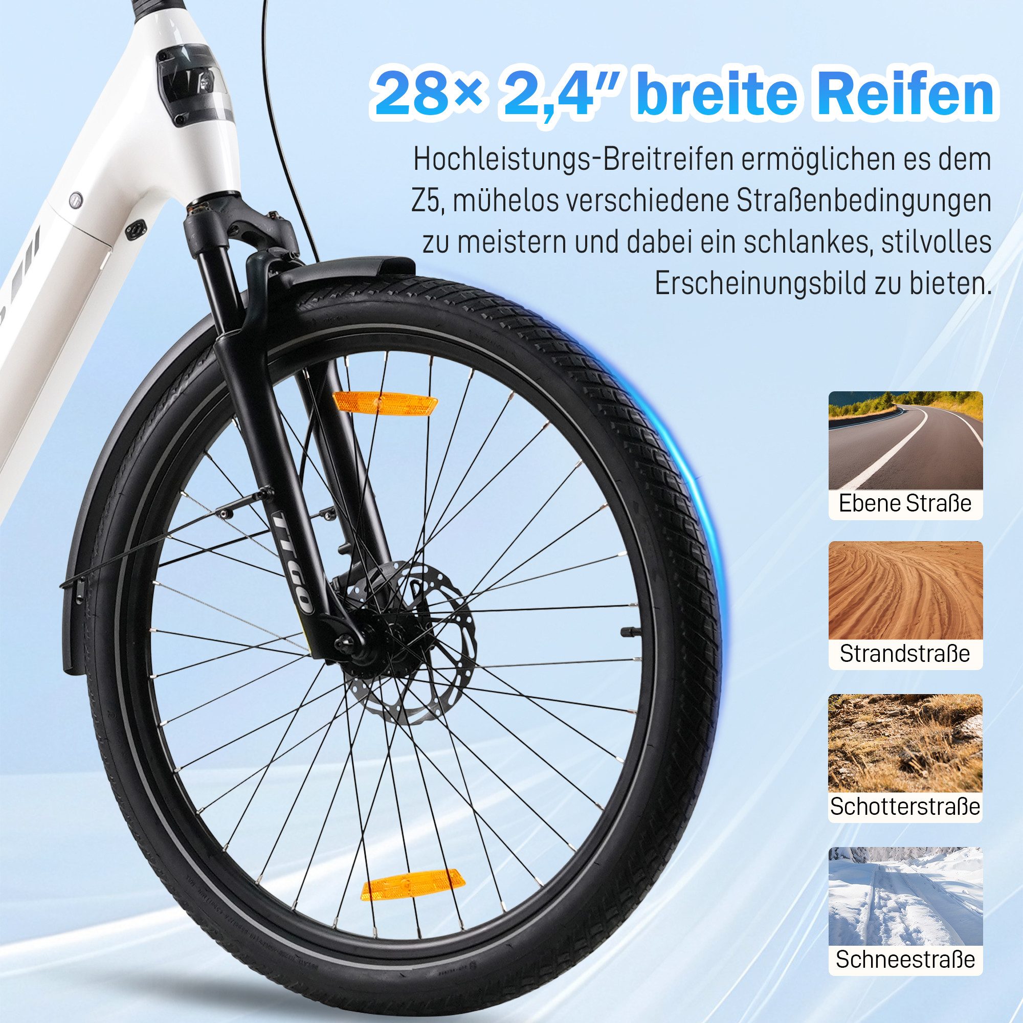 TTGO E-Bike Cityrad 28 Zoll, SUV, 75Nm Mittelmotor, 130km, Z5, für Damen und Herren, 9 Gang, Kettenschaltung, Mittelmotor, 648 Wh, 5 Stufen, Drehmomentsensor, Federsattelstütze, Elektrofahrrad, Pedelec