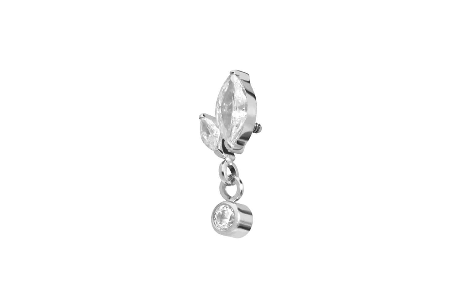 PIERCINGLINE Piercing-Set Titan Schraubaufsatz mit Außengewinde KNOSPE + KRISTALL (Schraub-Aufsätze, 1-tlg)