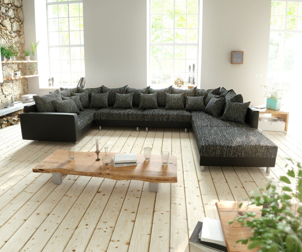 DELIFE Wohnlandschaft Clovis, XL Schwarz mit günstig online kaufen