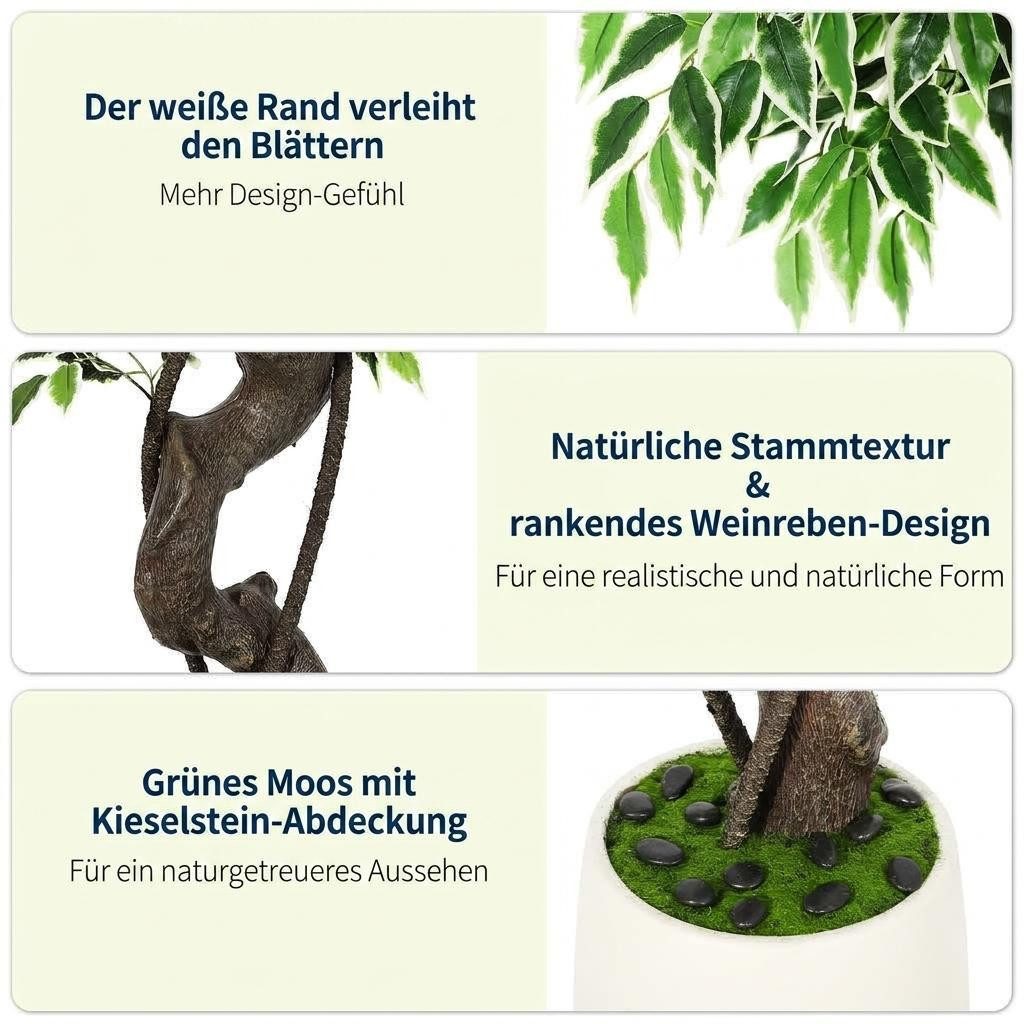 Kunstbaum Künstlicher Ficusbaum Künstliche Pflanzen Künstliche Zimmerpflanze Ficusbaum, GarveeMore, Höhe 120 cm – Bild 4 von 5