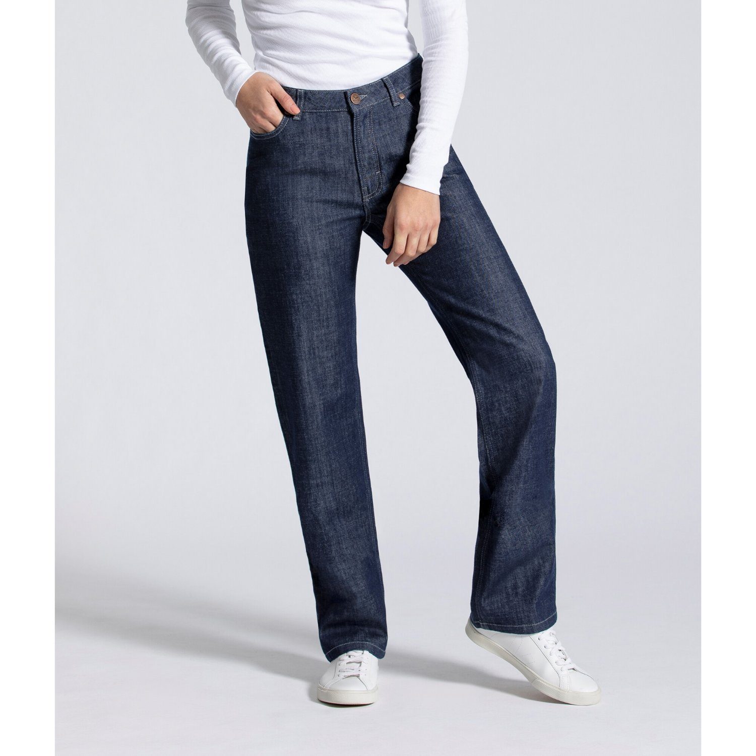 Feuervogl High-waist-Jeans fv-Fin:na, Straight Cut, High Waist, Damenjeans 5-Pocket-Style, High Waist, Straight Cut Classic Blue