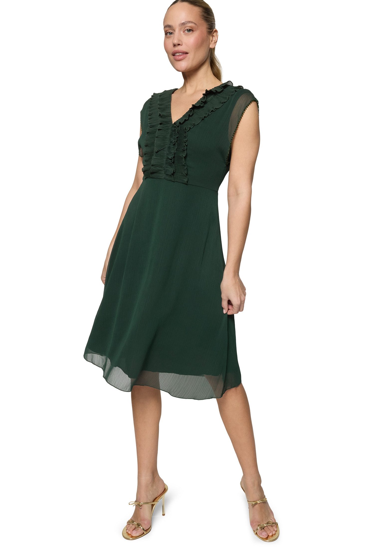 Zero Chiffonkleid Damen mit Rüschen Perlen