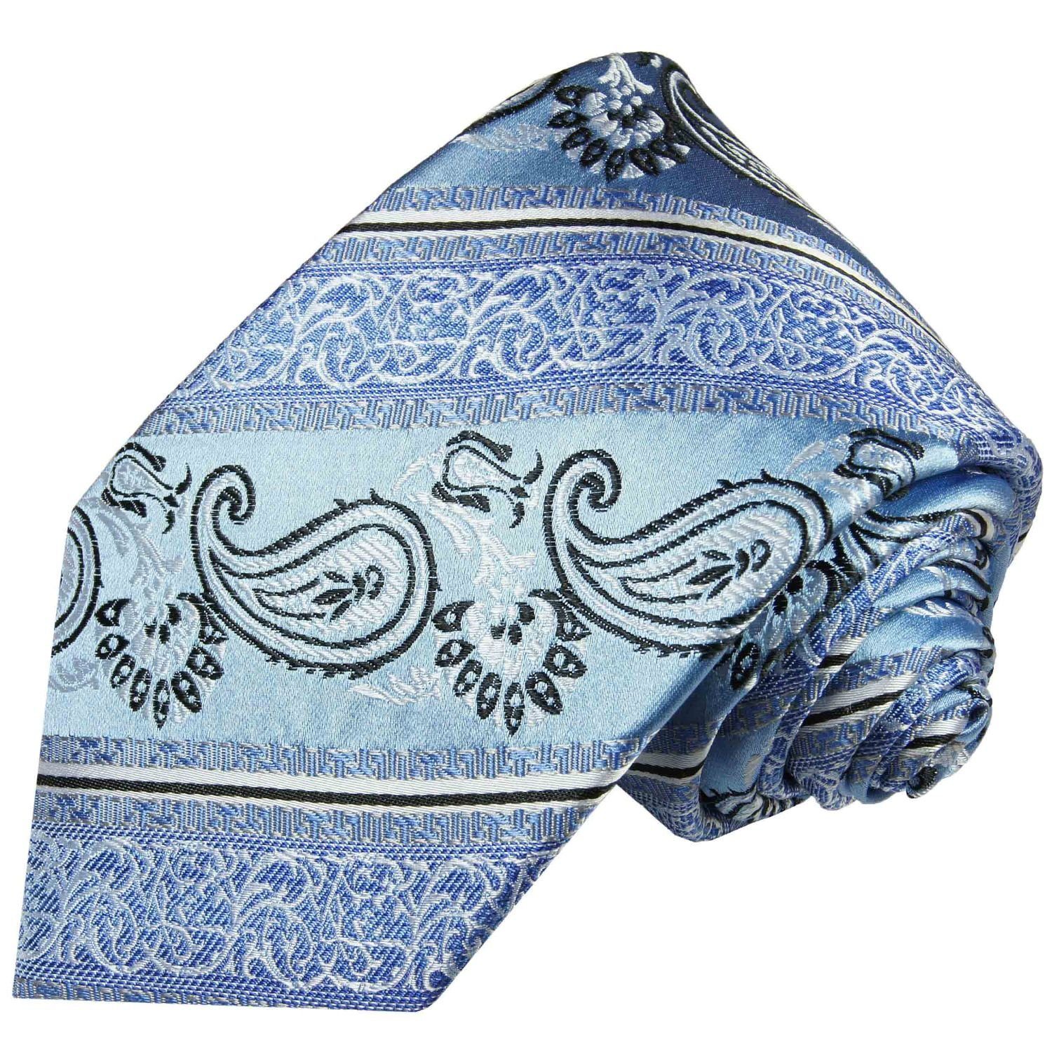 Paul Malone Krawatte Elegante Seidenkrawatte hellblau Herren paisley Seide Schmal (6cm), 100% gestreift Schlips blau 384