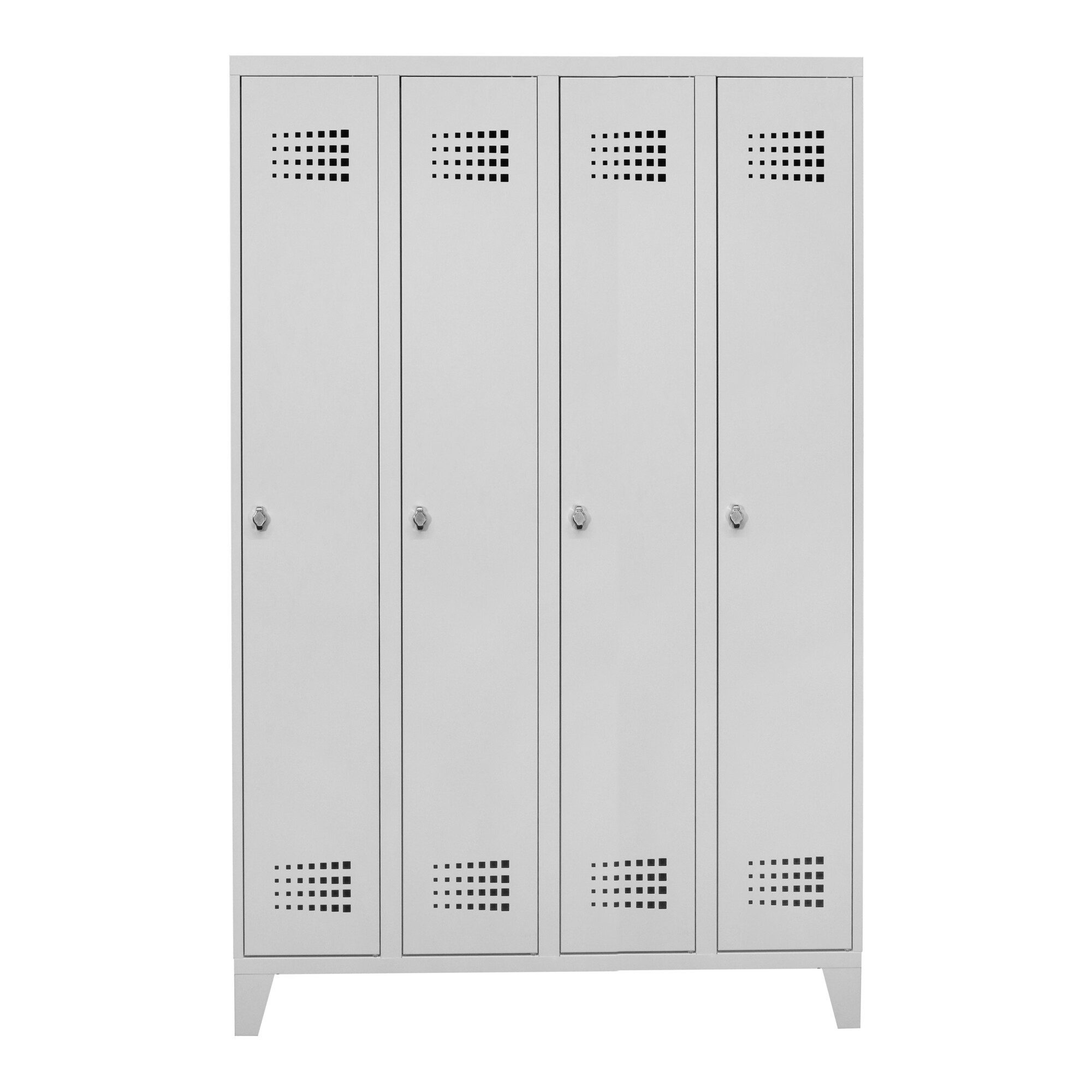 Stier Garderobenschrank STIER Garderobenspind Premium mit Füßen 4 Abteile Drehriegel lichtgrau