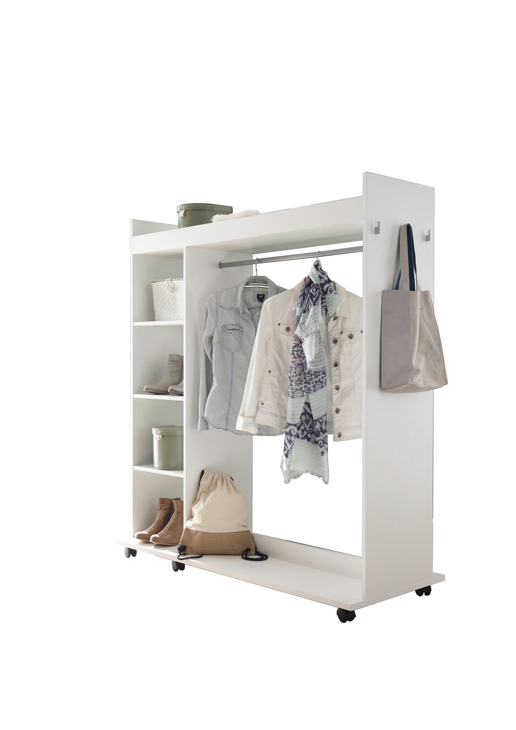 PREISBRECHER Kompaktgarderobe Vinnie in Weiß matt. Abmessungen (BxHxT) 138x150x56 cm – Bild 3 von 4
