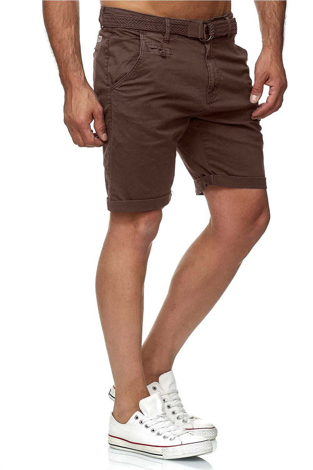 Indicode Shorts Herren kurze Hose mit Gürtel - Conor - Aus Baumwolle - Regular Fit Freizeithose - Sportlich eleganter Look - Bequemes Stretch Material