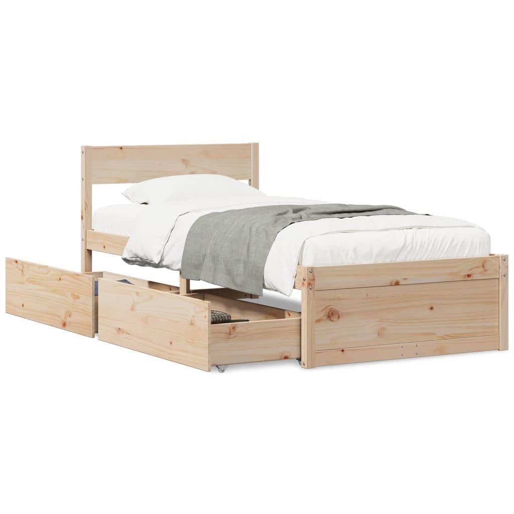 vidaXL Bettgestell Massivholzbett mit Schubladen 90x200 cm Kiefer Bett Bett günstig online kaufen
