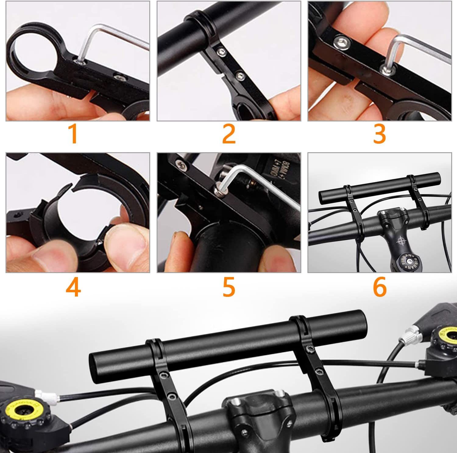 SURFOU Fahrradlenker Fahrrad-Lenker-Verlängerung 20 cm – Alu-Extender für 25,4-31,8 mm, (Ultraleichte Alu-Konstruktion, 20 cm Verlängerung, Platzsparender Lenkererweiterer mit rutschfestem Dichtungsdesign – Für Handy, GPS & Lampe)