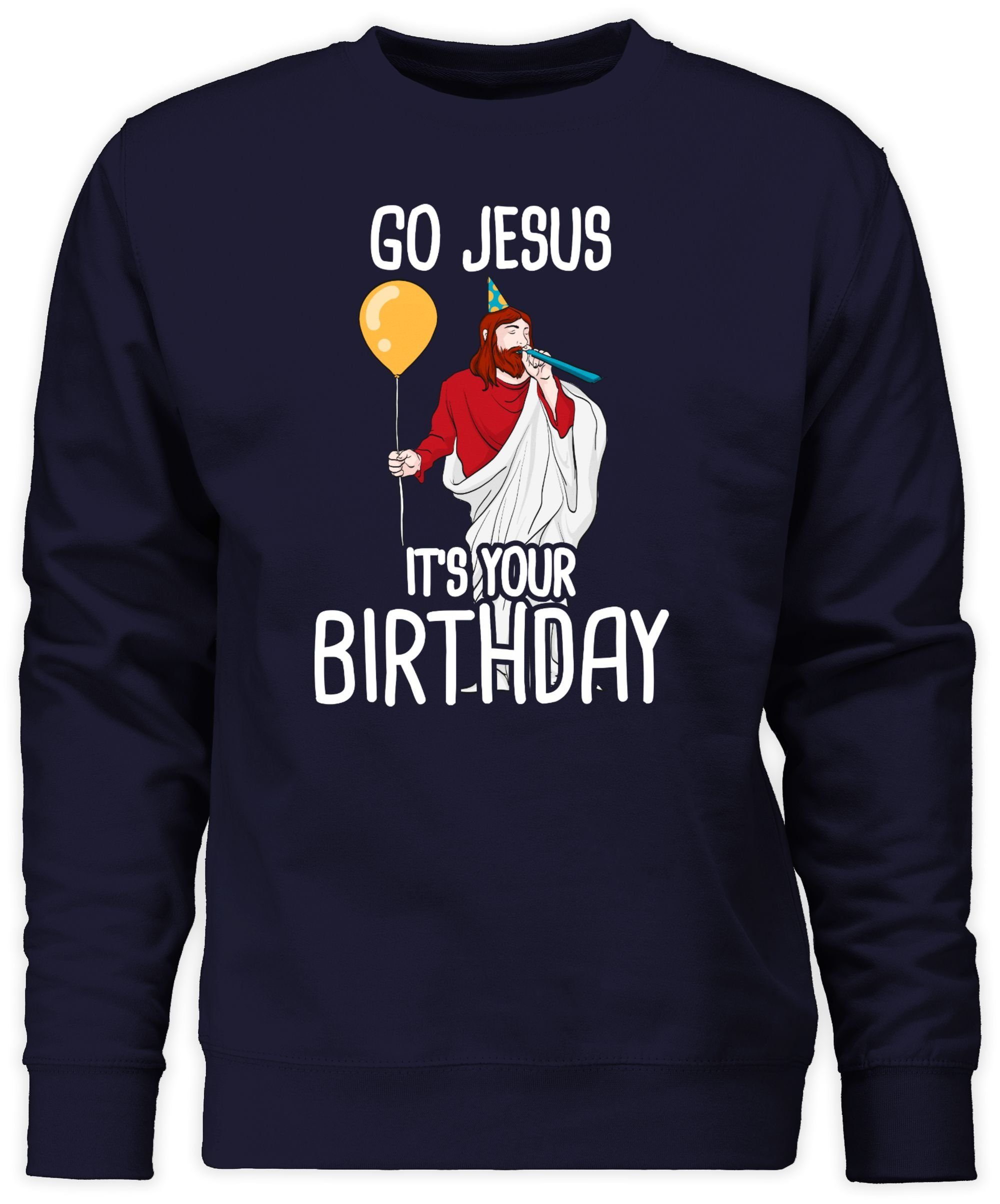 3 Dunkelblau Jesus Sweatshirt Shirtracer Kleidung (1-tlg) Weihachten Birthday it's Go your