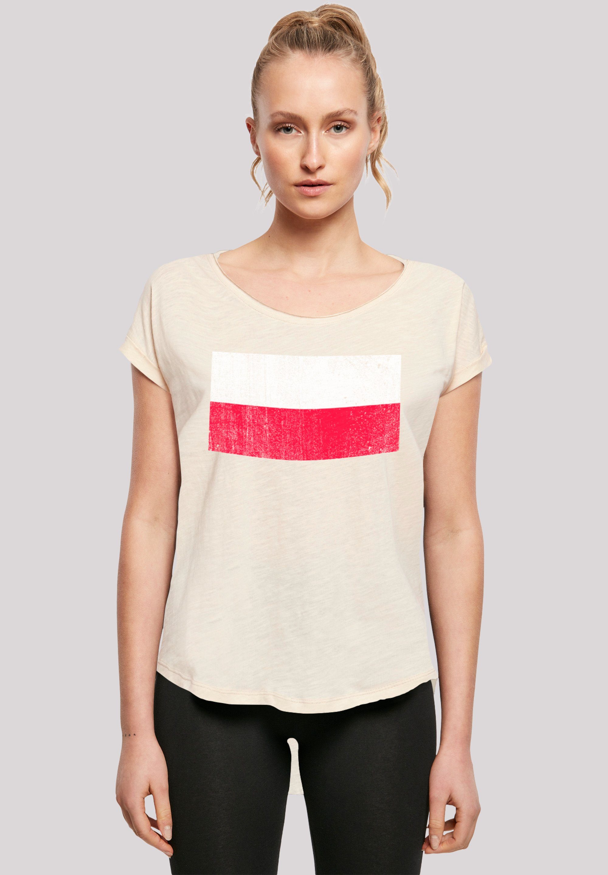 F4NT4STIC T-Shirt Poland Polen Flagge distressed Print, Sehr weicher  Baumwollstoff mit hohem Tragekomfort