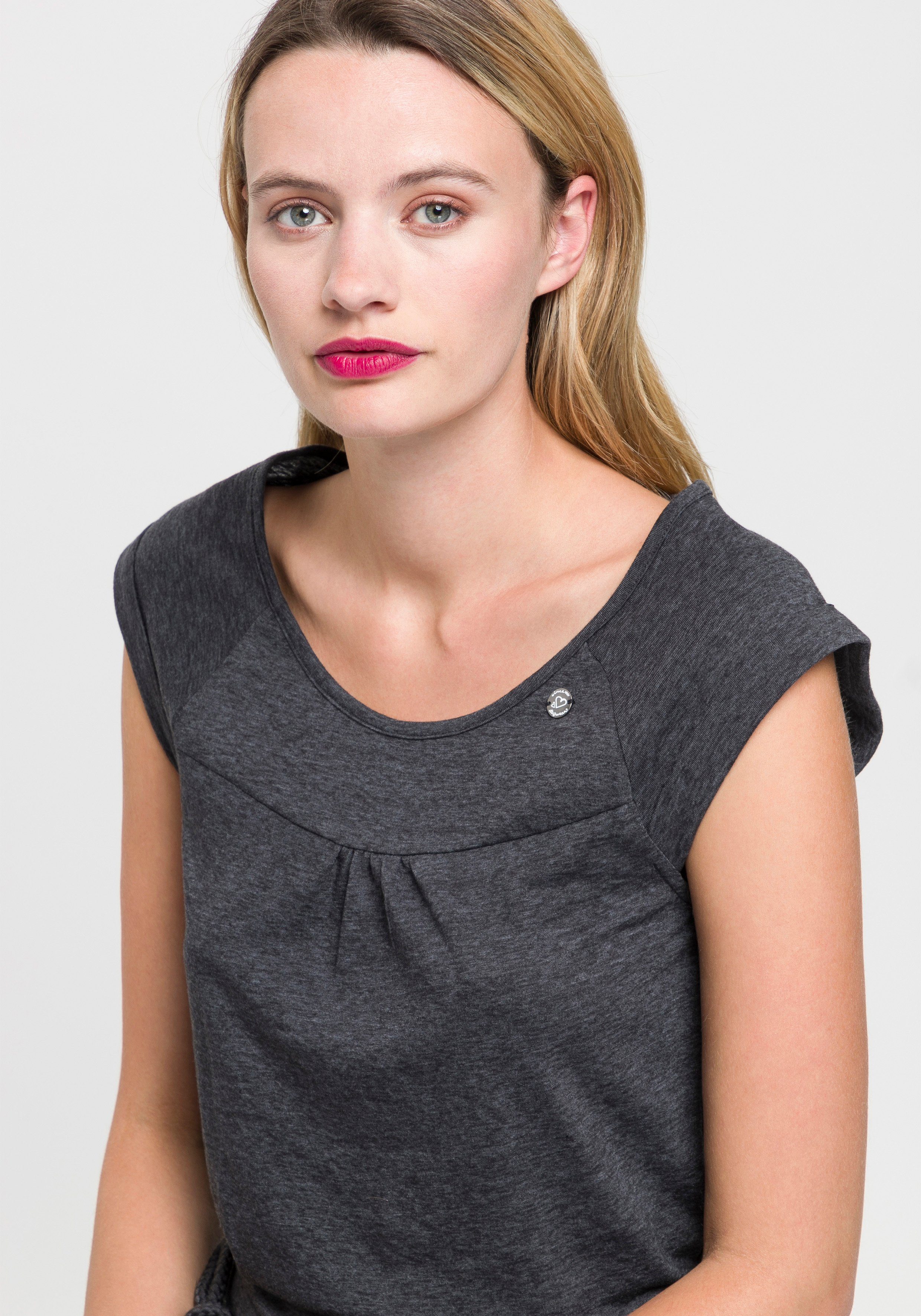 Ragwear Jerseykleid PENELOPE UNI O mit Kordelzug und kontrastfarbigem Zierperlen-Besatz
