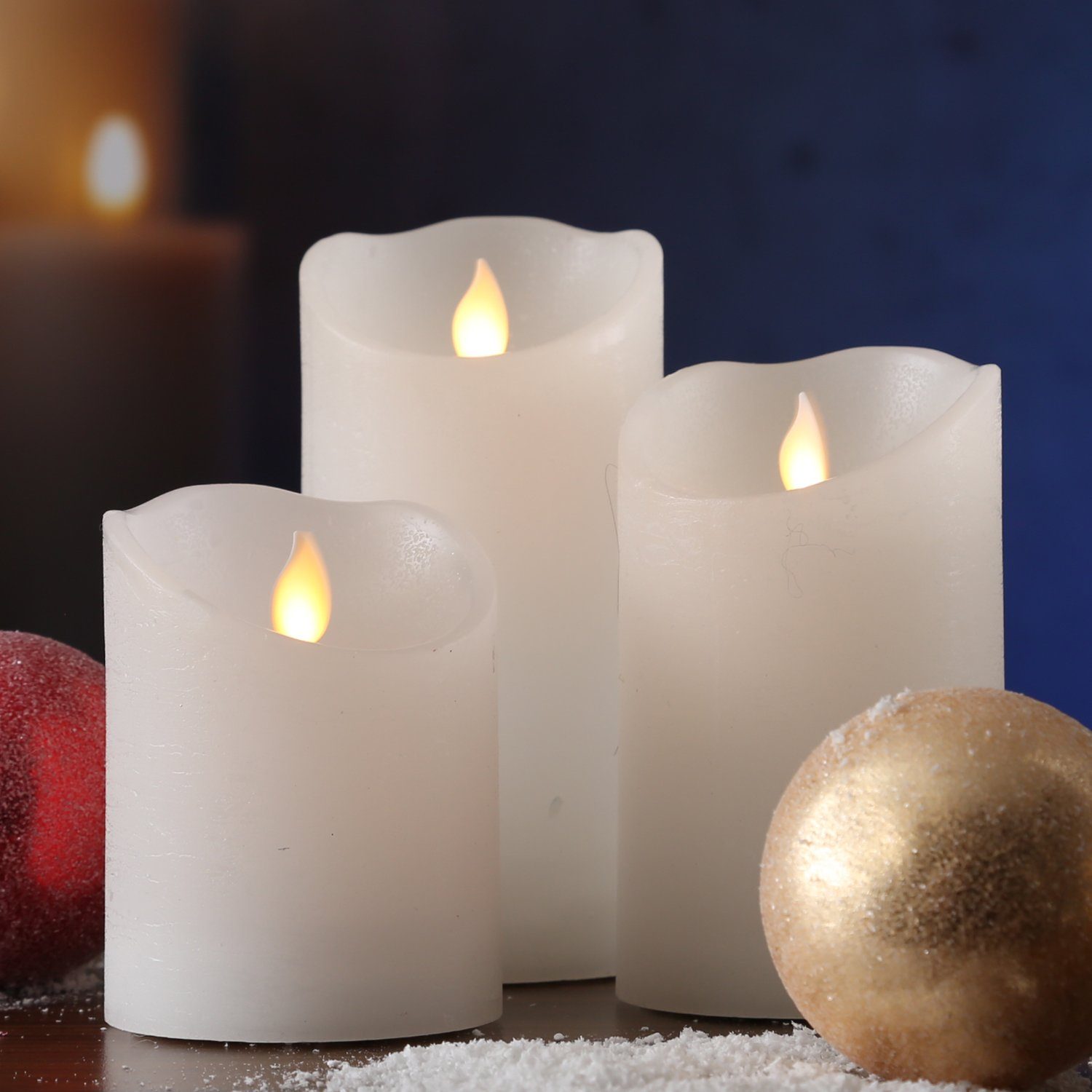 MARELIDA LED-Kerze LED Kerzenset Rustik-Optik mit beweglicher Flamme Fernb. günstig online kaufen