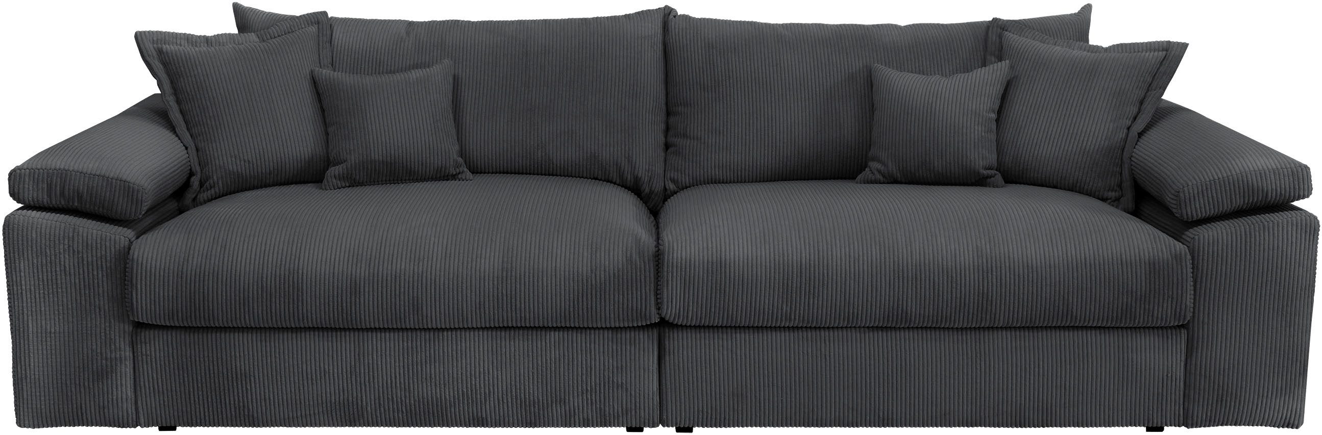 Home affaire Big-Sofa Soft&Cosy XL, B: 246 cm, Mega-Sofa, Cord oder Chenille-Struktur, mit Federkern & 4 Zierkissen
