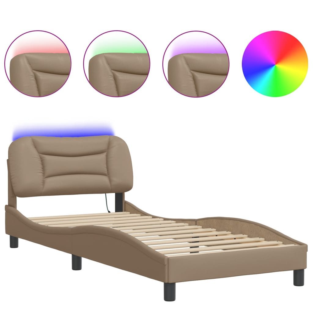 vidaXL Bett Bettgestell mit LED Cappuccino-Braun günstig online kaufen