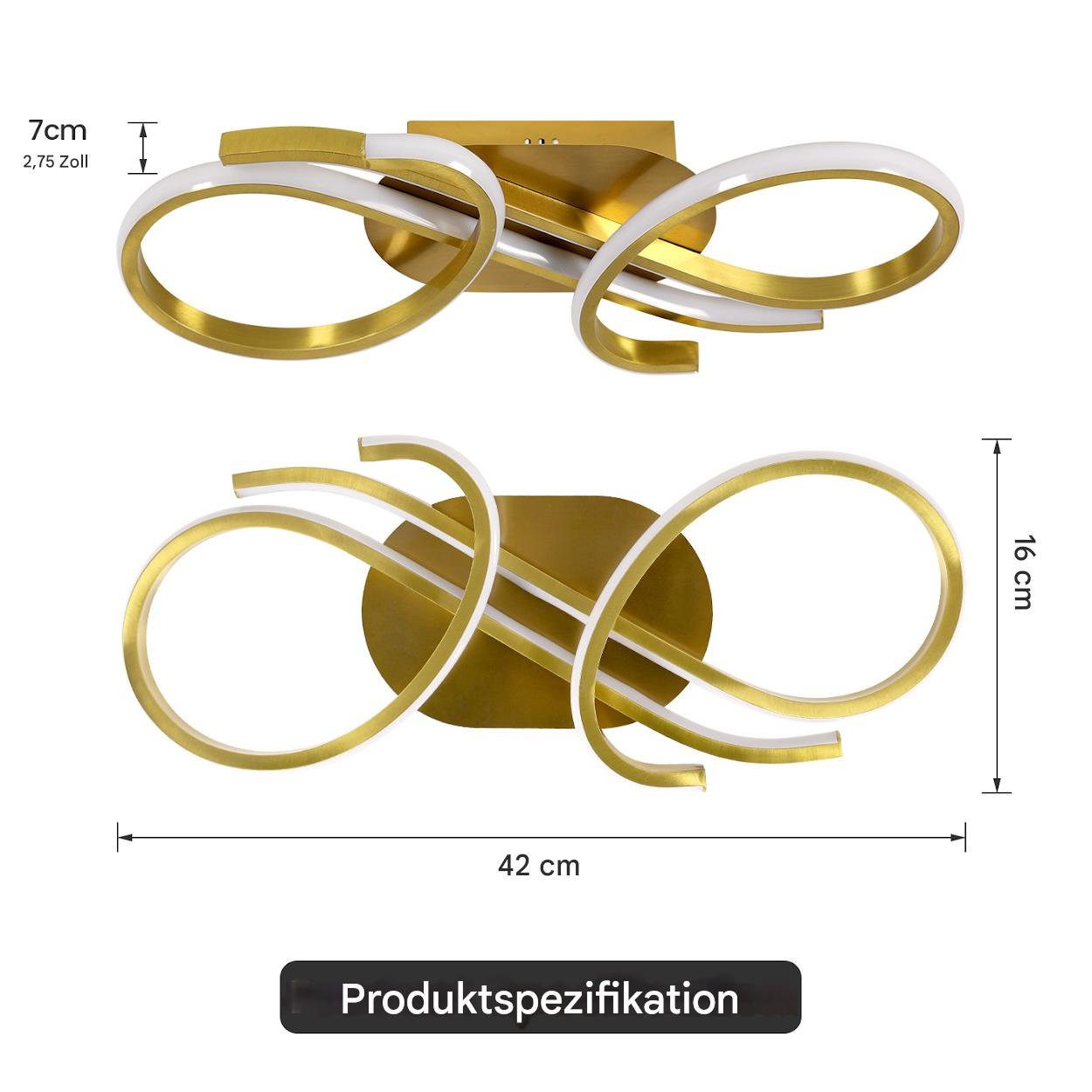 Goeco Deckenleuchte Goldene Deckenleuchte, für Schlafzimmer, Büro, Wohnzimm günstig online kaufen
