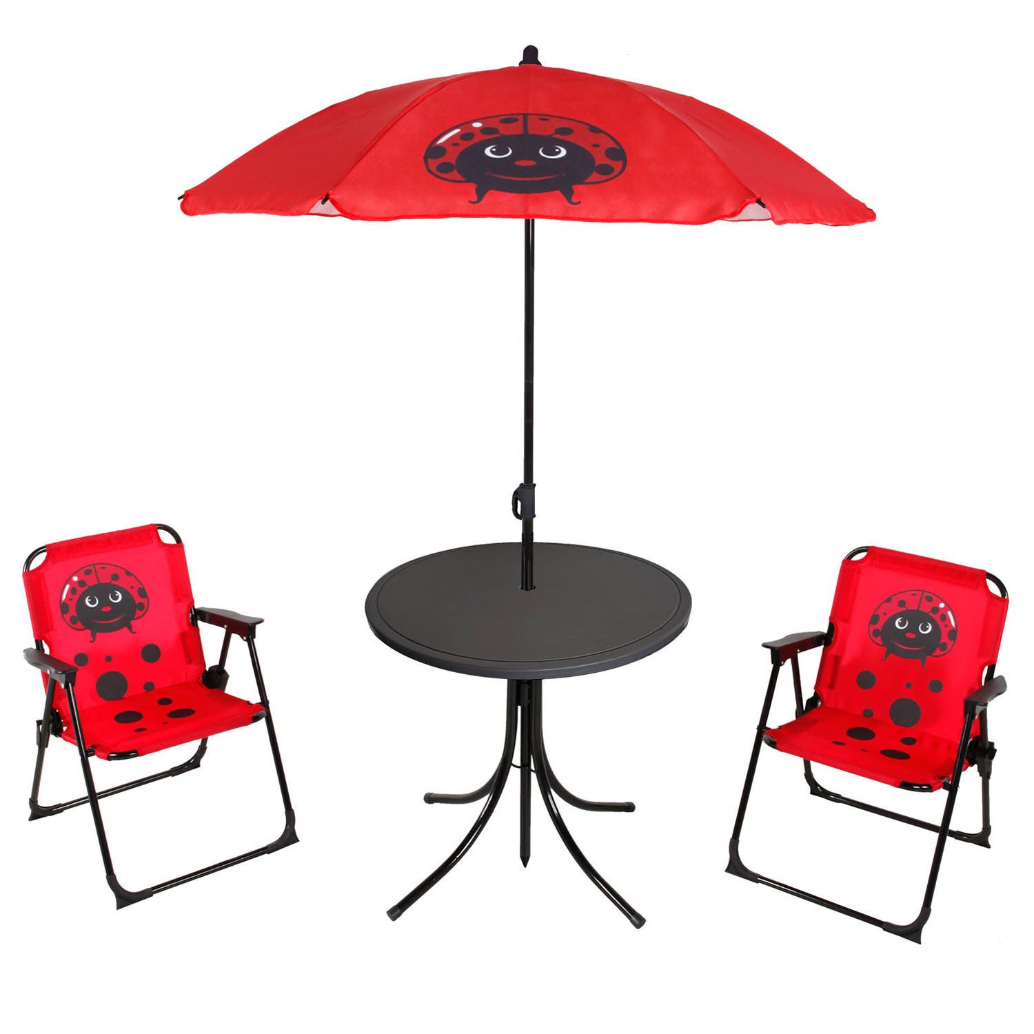 Mojawo Essgruppe 4tlg Kinder Campingmöbel Set Outdoor Campingstuhl Tisch Sonnenschirm