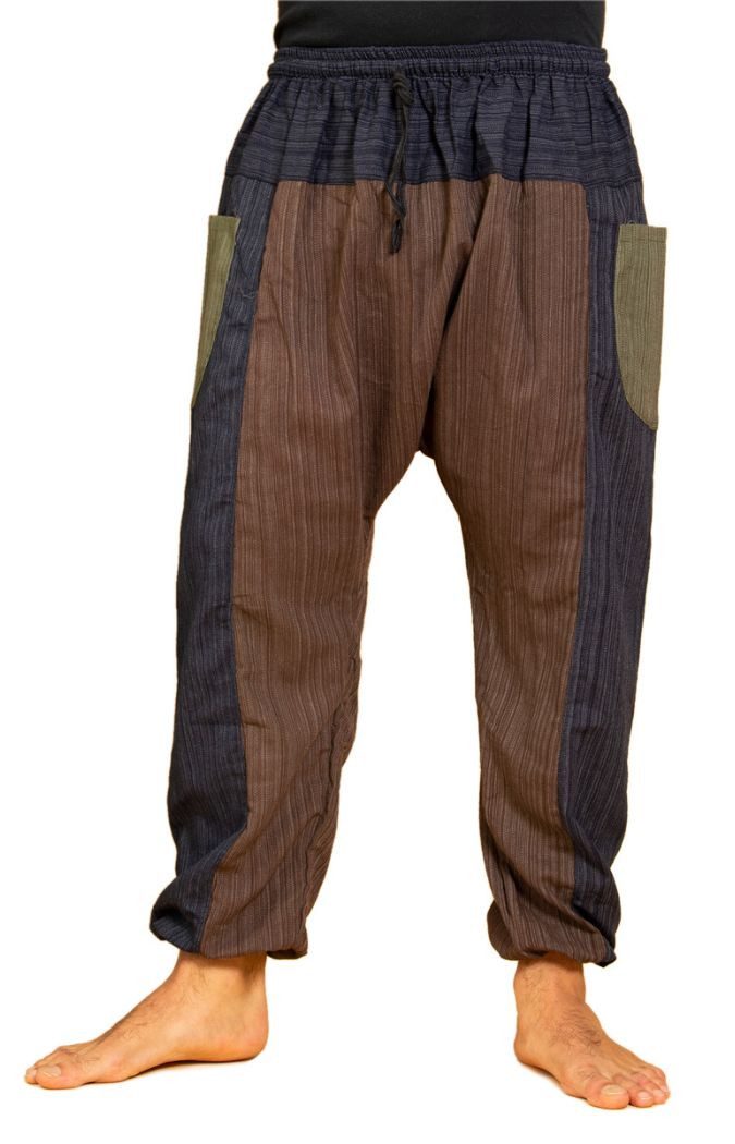 PANASIAM Relaxhose Chillhose Lini lockere Boho Hose aus 100% Baumwolle bequem und in natürlichen Farben Freizeithose mit Gummibund Unisex Sommerhose