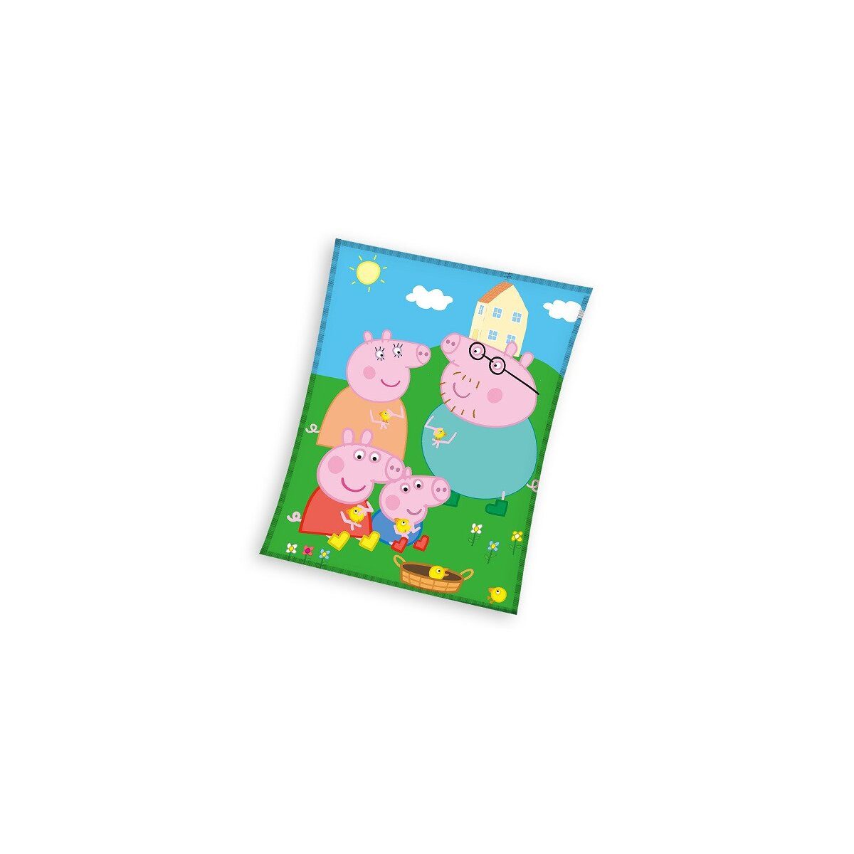 Wohndecke Peppa Wutz Decke 150x200cm – Kuscheldecke Picnic Fleece, Peppa Pig, Geschenkidee für Mädchen und Jungen