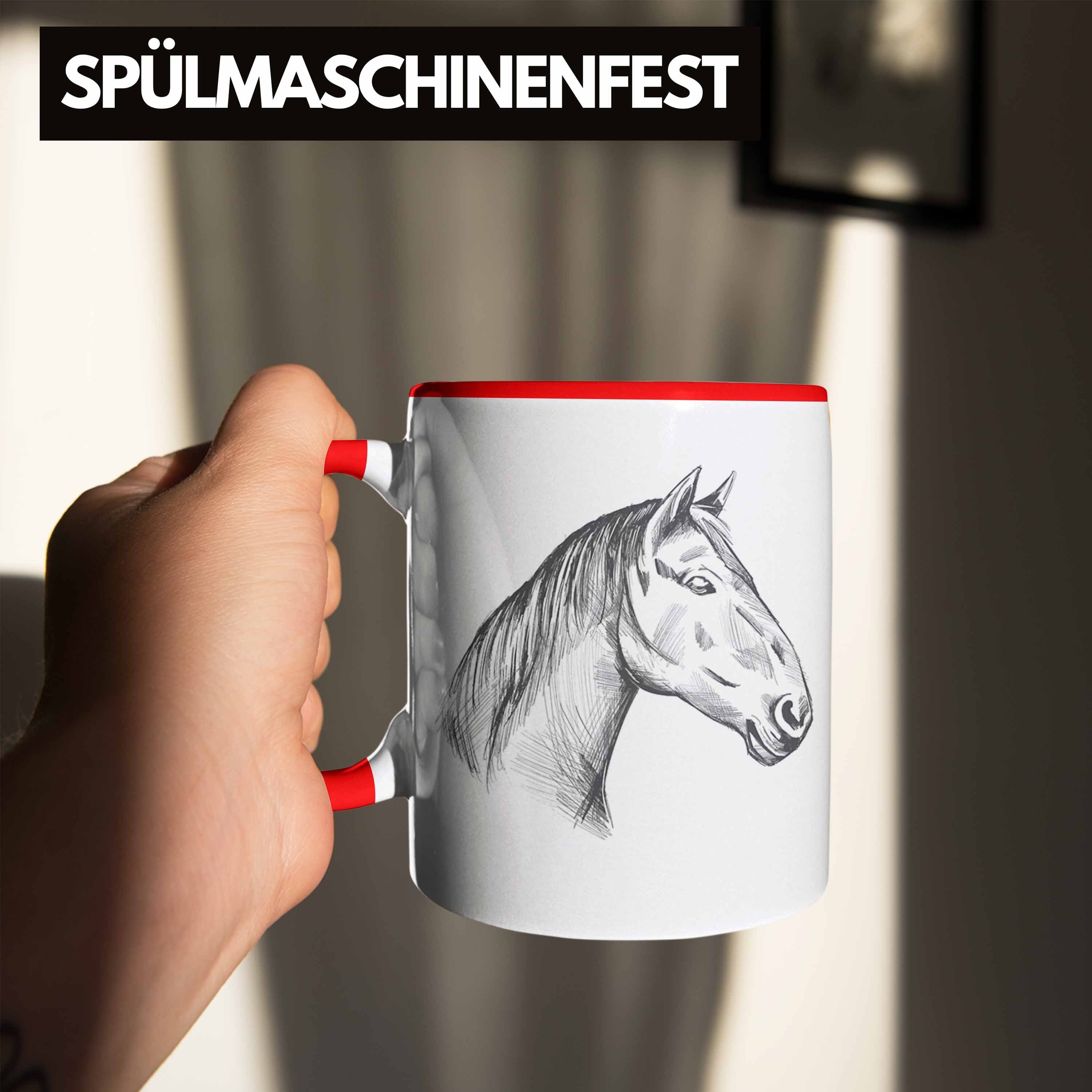 Tasse Mädchen Pferdeliebhaber Pferde Reiterin Tasse Geschenke Pferde Trendation Geschenk Lustig Rot
