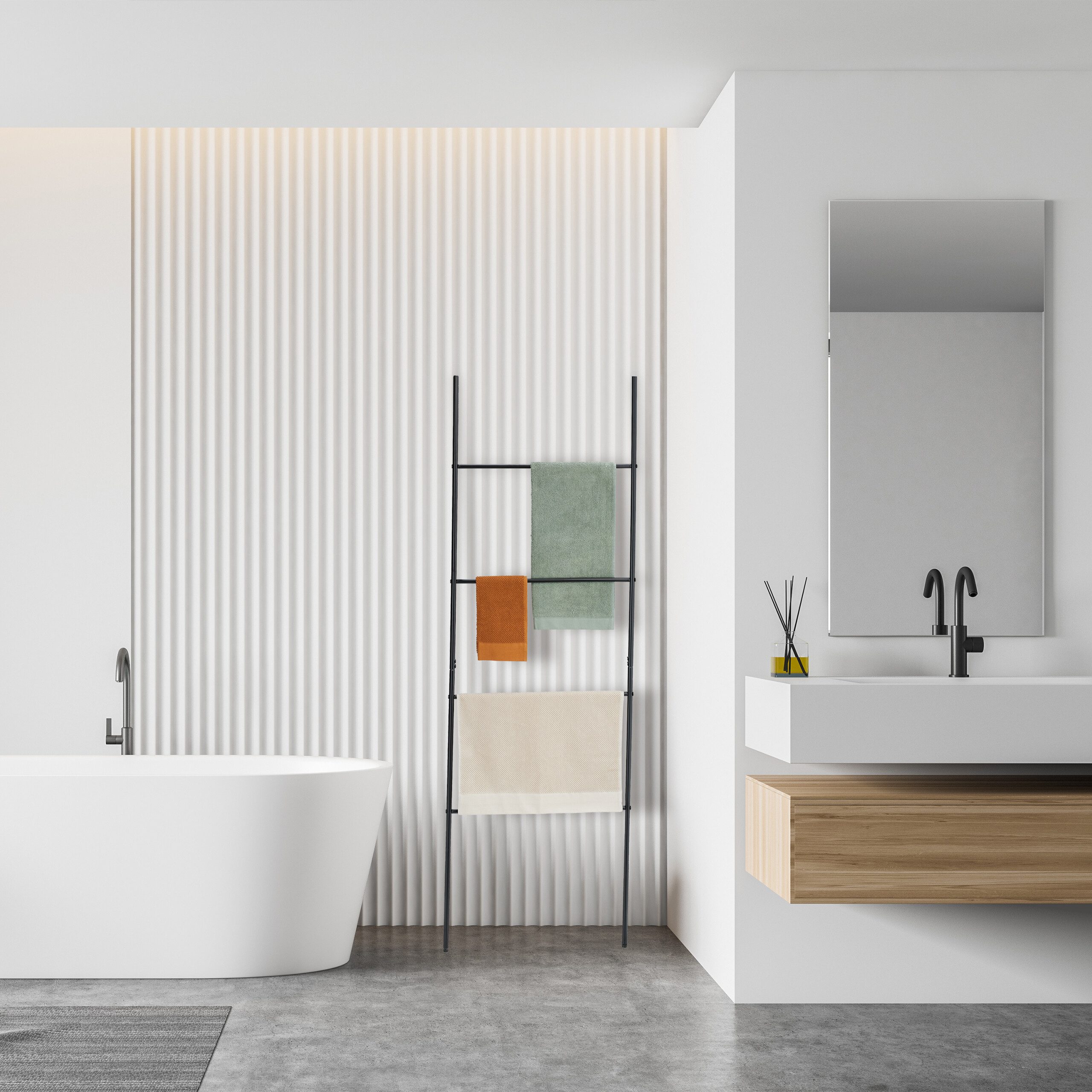 relaxdays Handtuchleiter Schwarze Handtuchleiter mit 4 Sprossen günstig online kaufen