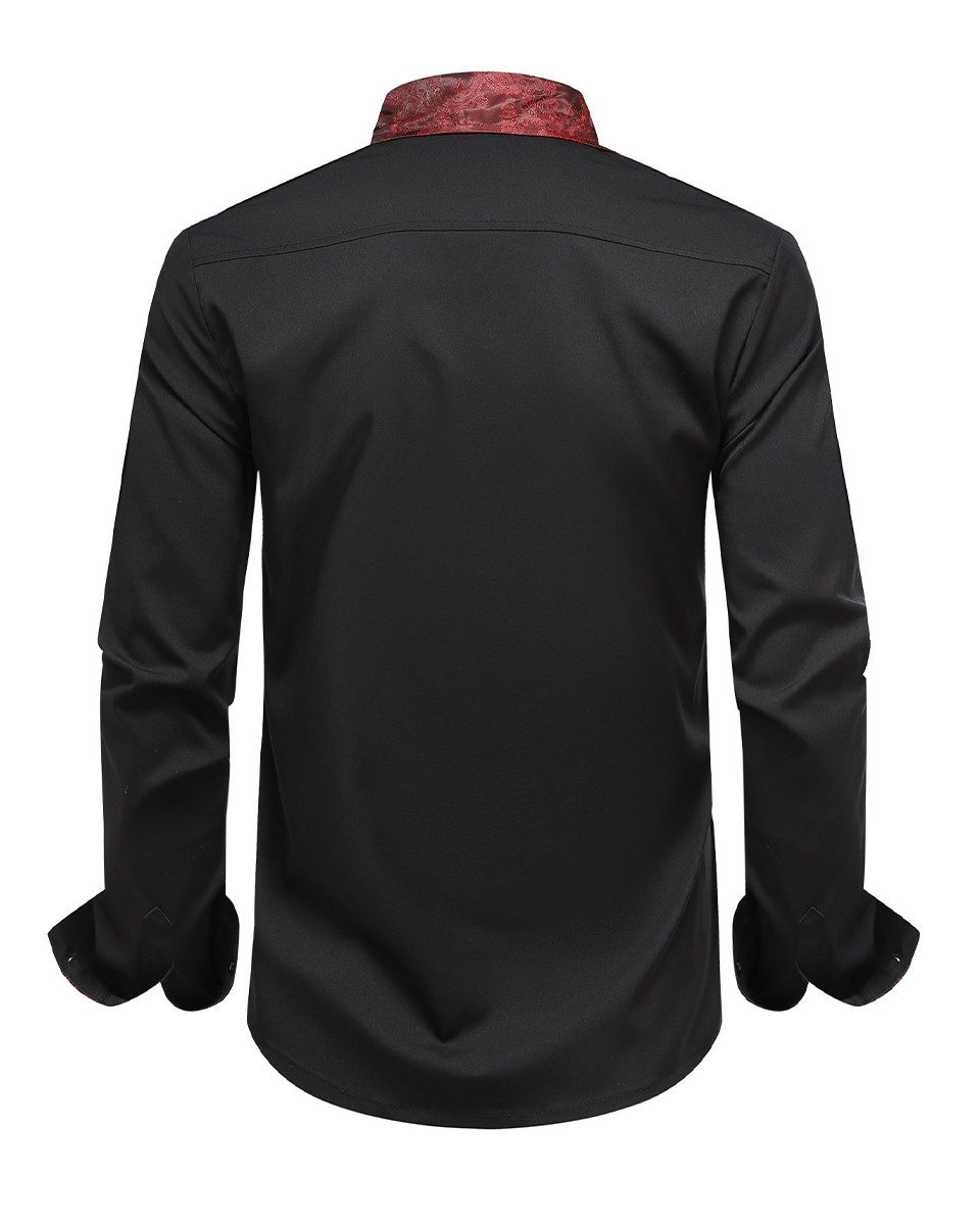 Allthemen Langarmhemd mit Stickmuster Kontrast Langarmhemd günstig online kaufen