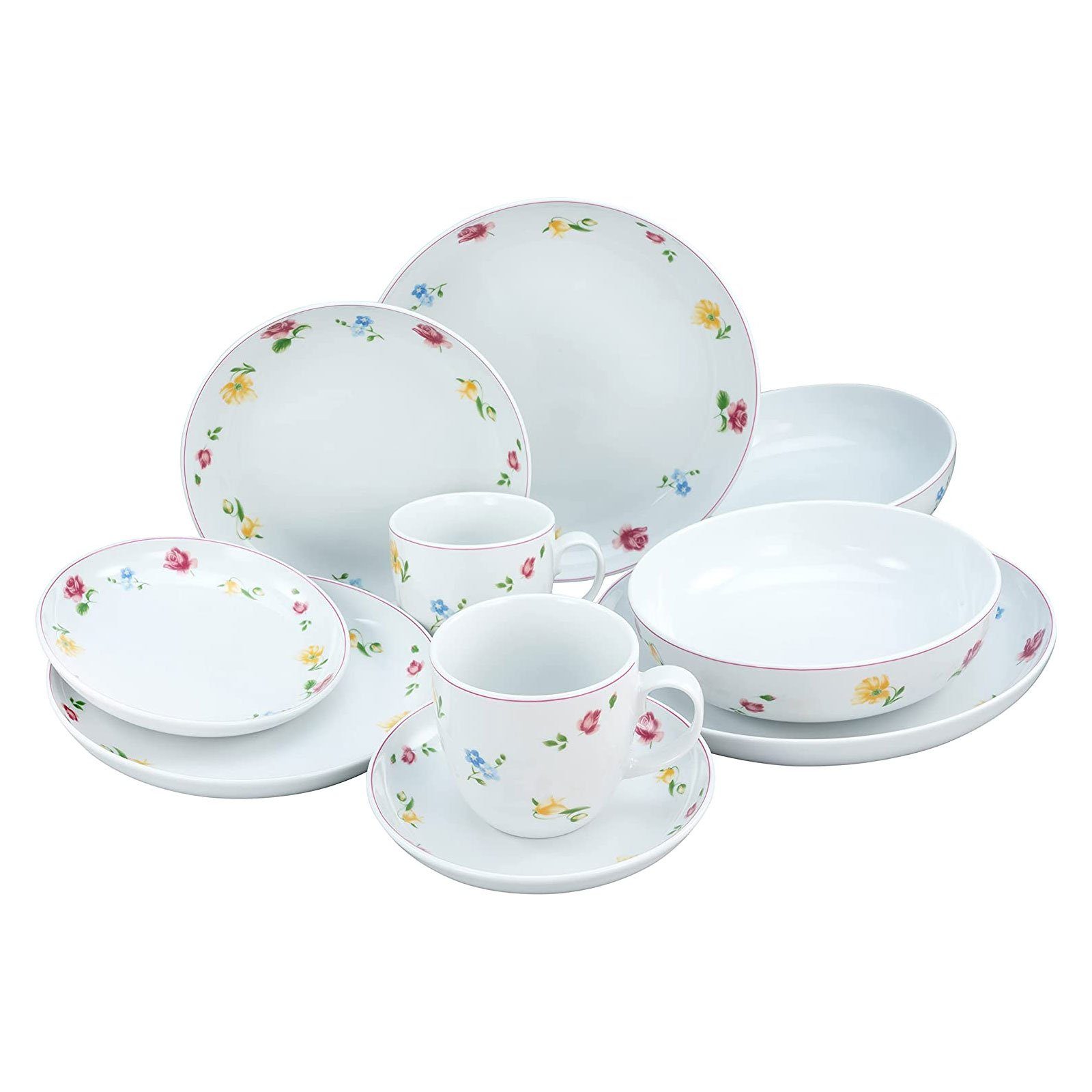 CreaTable Tafelservice 22900 Allround Summertime (10-tlg), 2 Personen, Porzellan