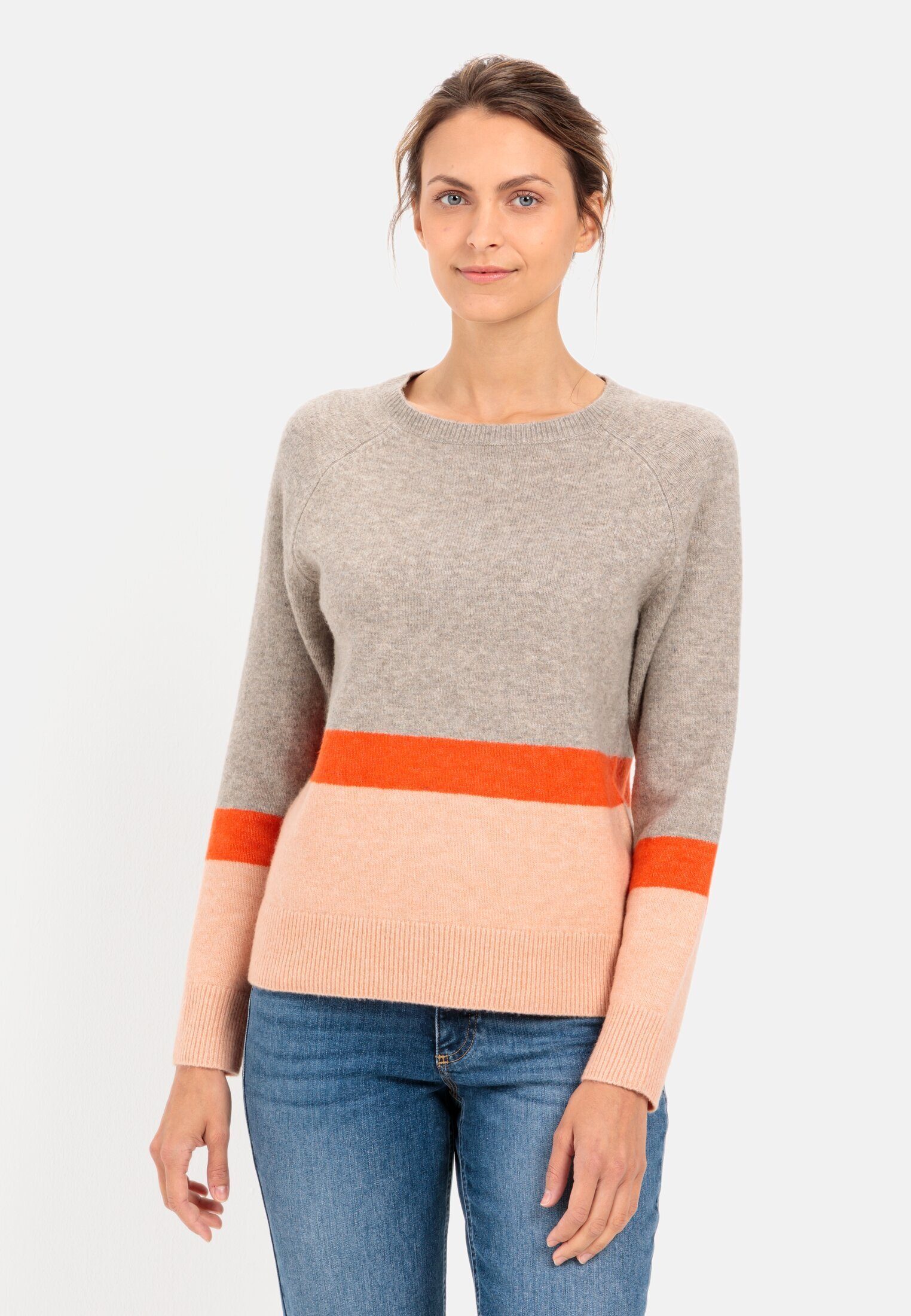 camel active Strickpullover im Color Block Streifen Markenlabel